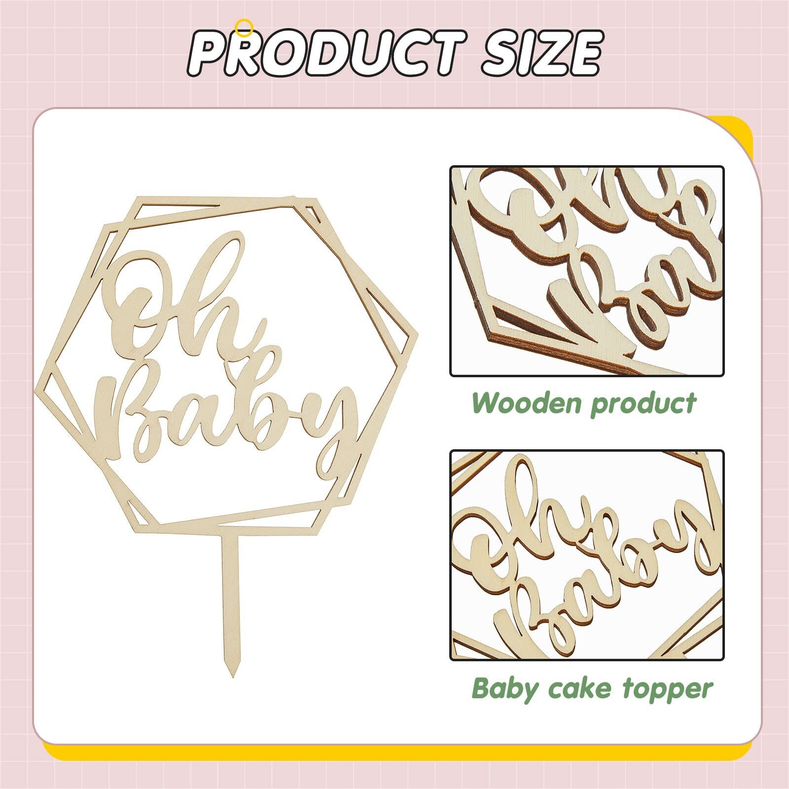 34 Pcs Wood Oh Baby Cake Topper Boho Baby Cake Decorations With Artificial Eucalyptus Leaves Vine For Baby Shower Gender Reveal Birthday Wedding Party Diy Decor