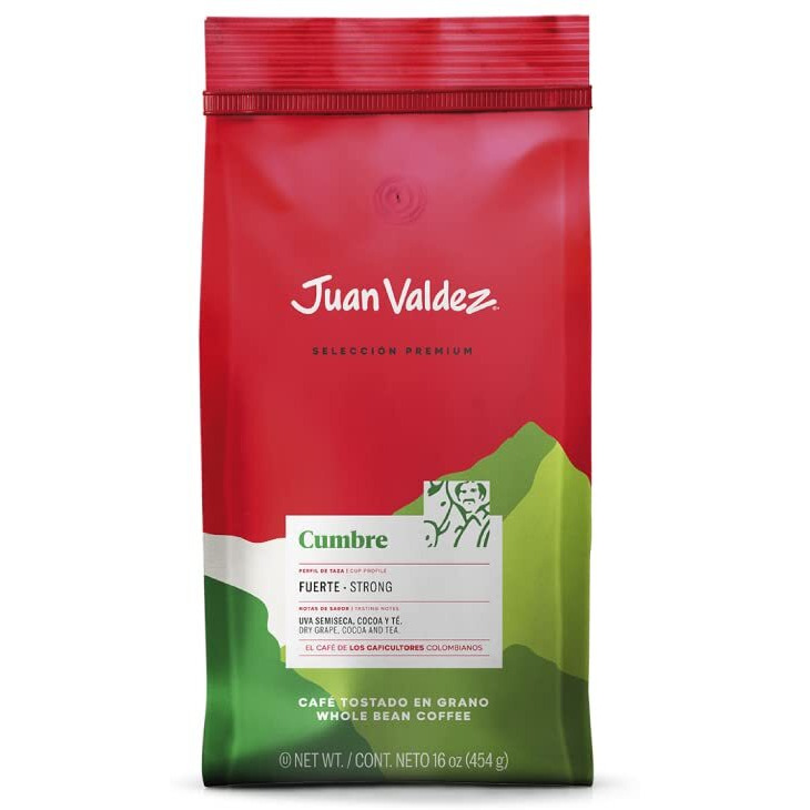 Juan Valdez Cumbre Whole Bean Coffee, Dark Roast 16 Oz - Premium Colombian Coffee