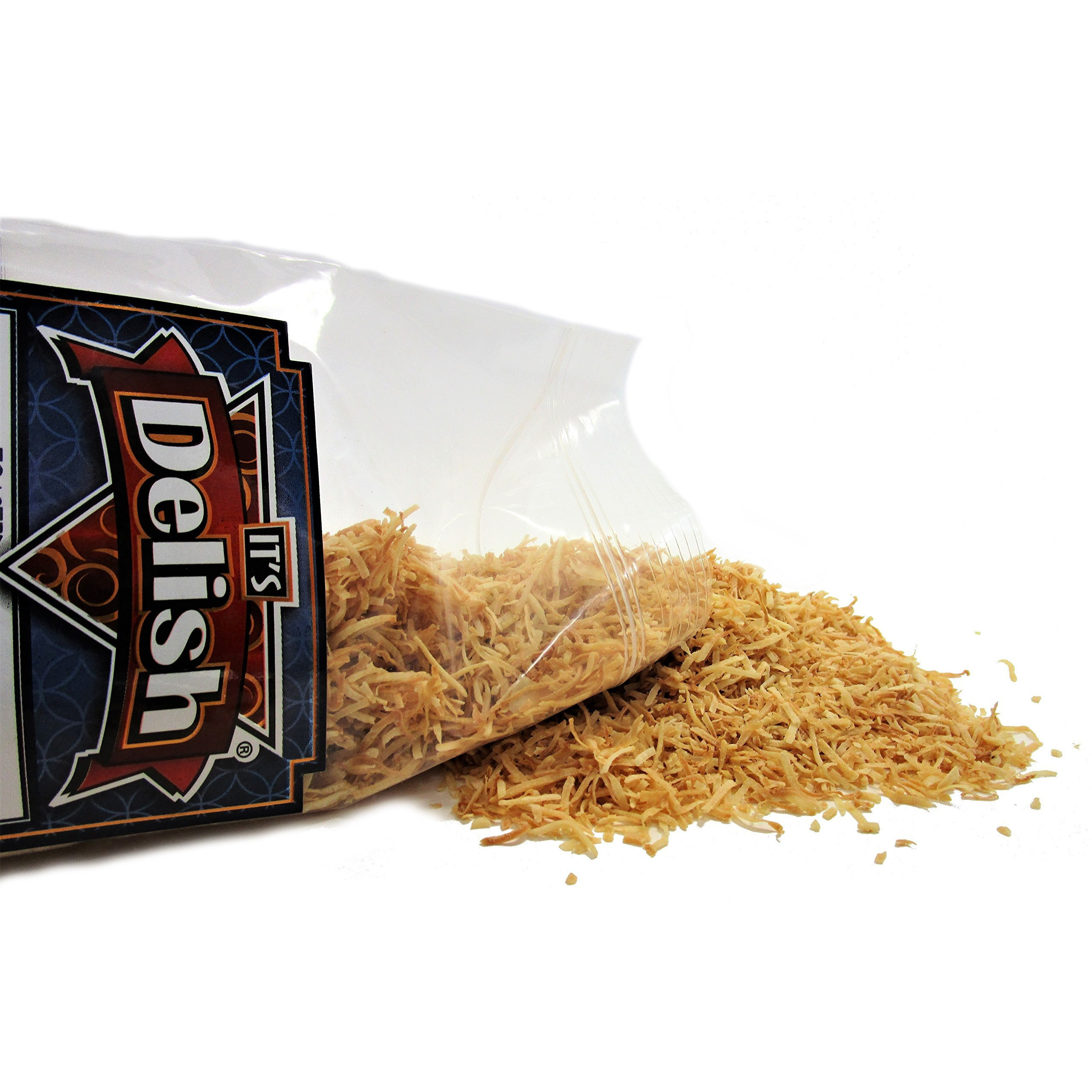 Gourmet Toasted Unsweetened Coconut Fancy Shred Flakes By It's Delish - 1 Lbs Bulk Bag - Snacks Favorite Food Crunch - Roasted Shredded Coconut For Snacking, Baking, Decorating
