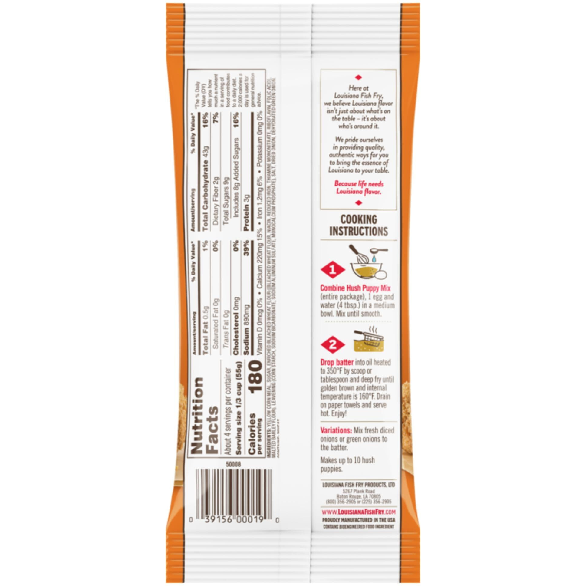 Louisiana Fish Fry Products Homestyle Hush Puppy Seasoned Cornmeal Mix - 2-Pack