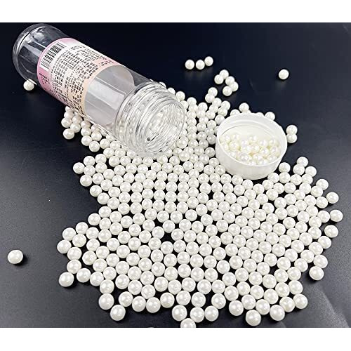 Sprinkles Pearl Sugar 7Mm Candy 120G/ 4.2Oz Baking Edible Cake Decorations Cupcake Toppers Cookie Decorating Ice Cream Toppings Celebrations Shaker Jar Wedding Shower Party Christmas Supplies White