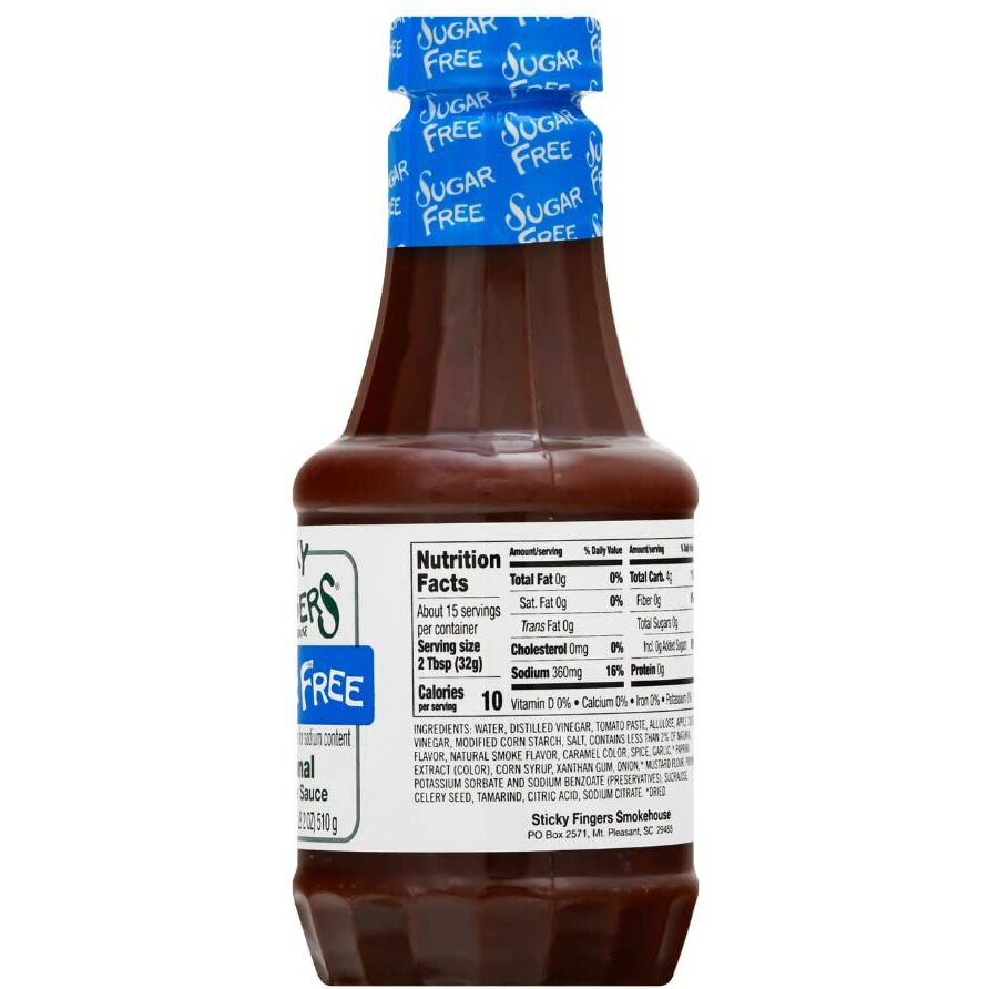 Sticky Fingers Sugar Free Barbecue Sauce, Original 18 Ounce, (Pack Of 2)