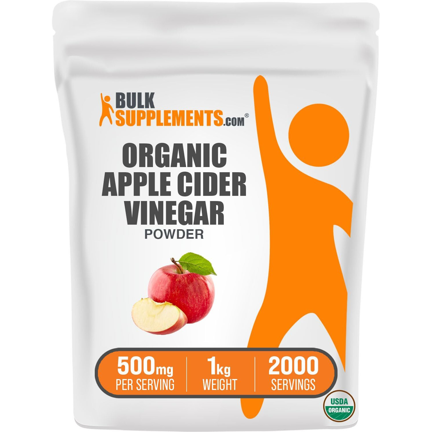 Bulksupplements.Com Organic Apple Cider Vinegar Powder - Apple Cider Vinegar Supplement, Acv For Digestive Support - Vegan & Gluten Free, 500Mg Per Serving, 1Kg (2.2 Lbs) (Pack Of 1)