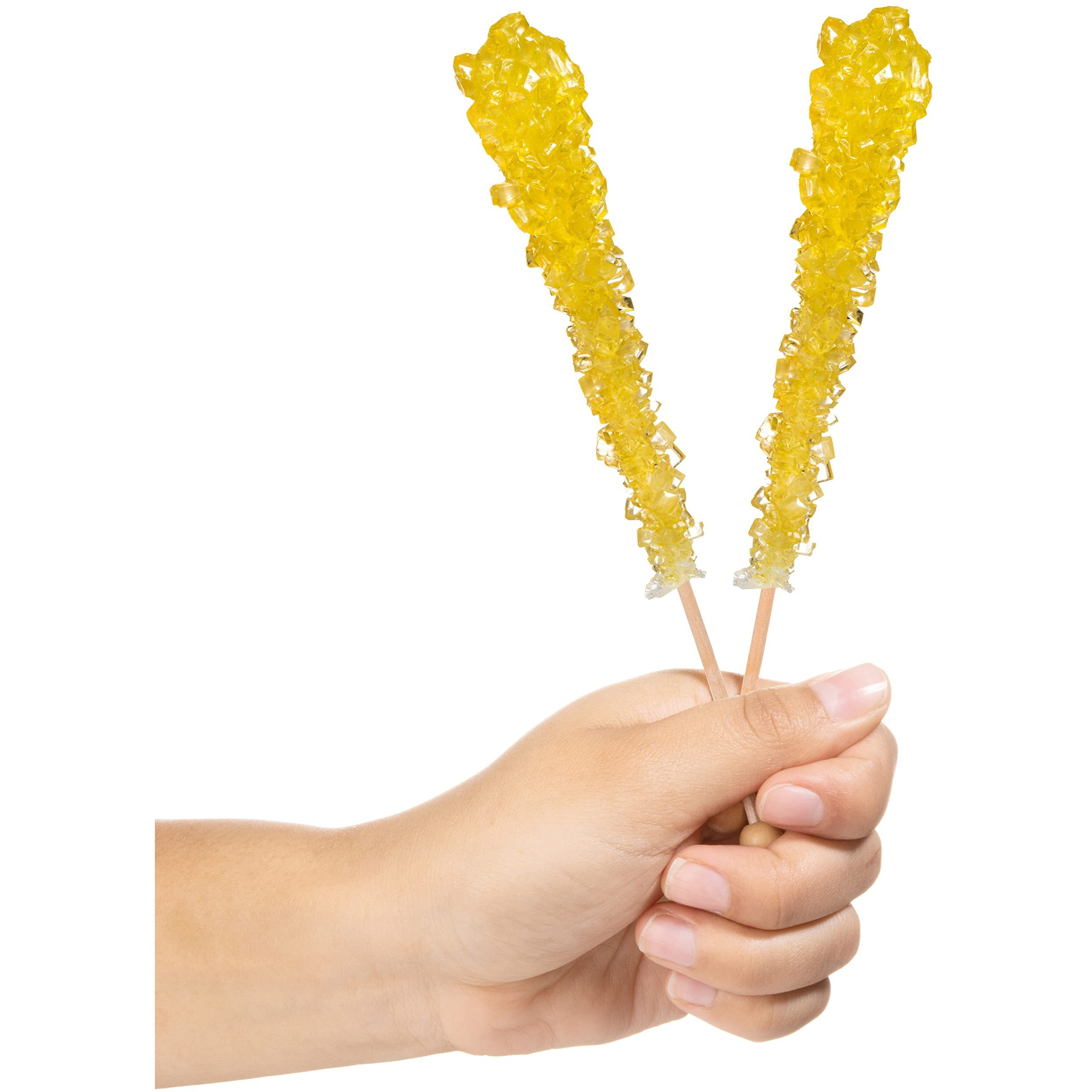 Candy Envy - Yellow Rock Candy Sugar Sticks - Banana Flavored - 12 Indiv. Wrapped
