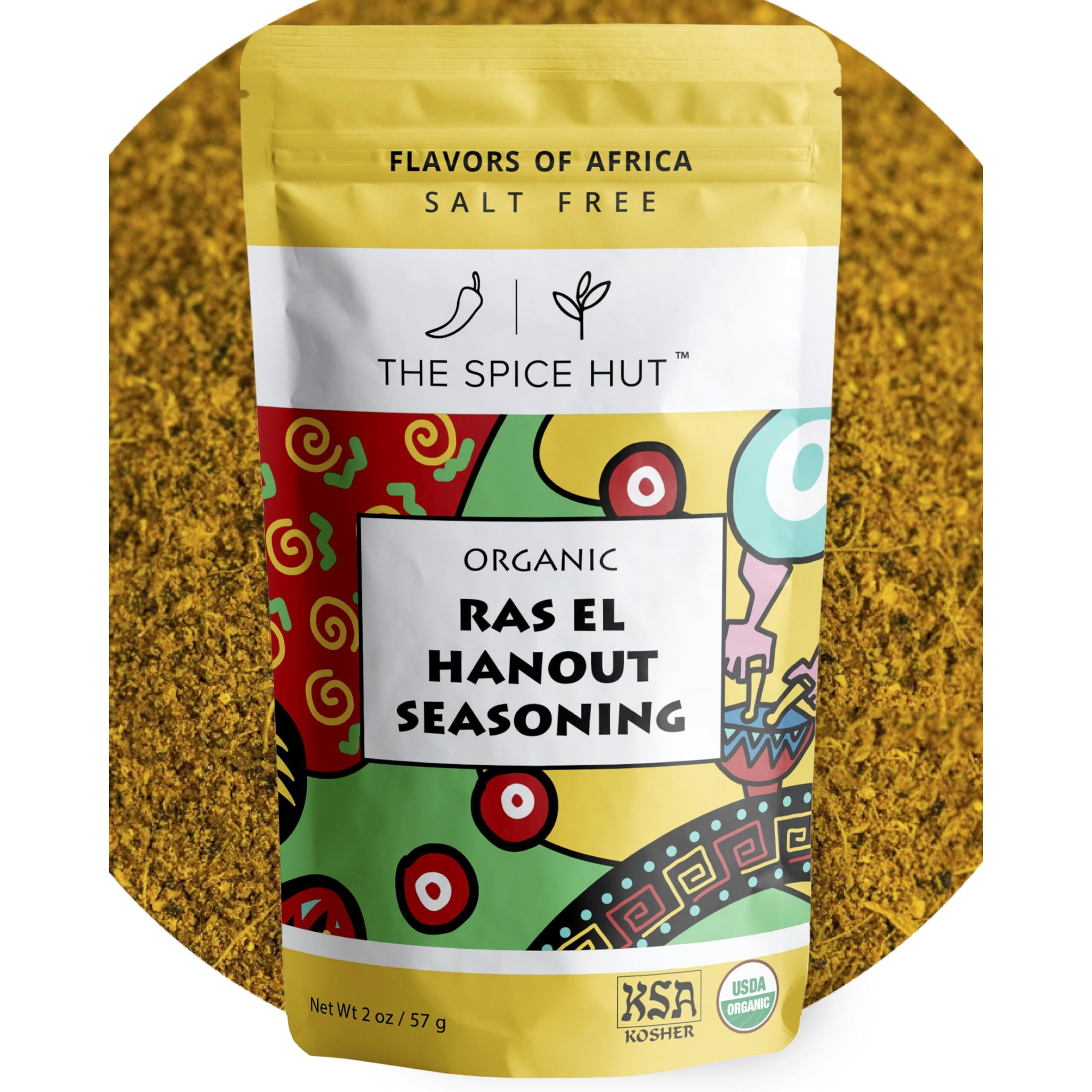 Ras El Hanout Seasoning, Organic Authentic North African Spice Blend, 2 Oz, Salt Free, Small Pouch, The Spice Hut