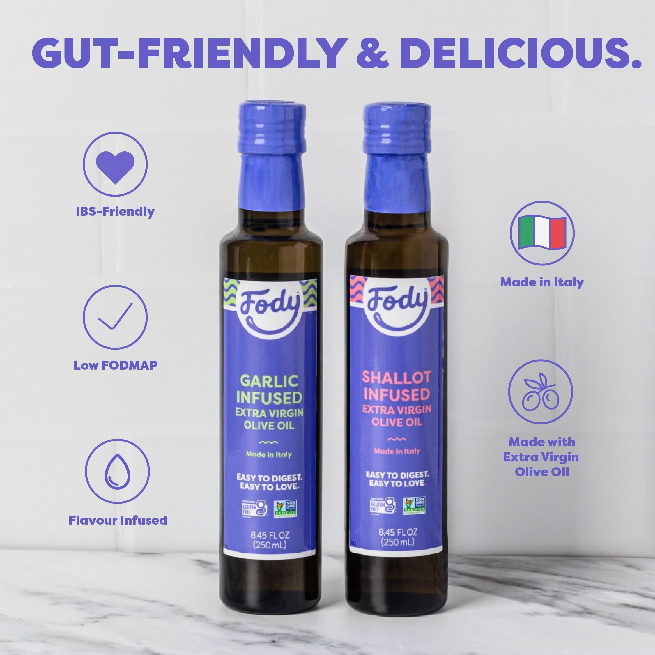 Fody Foods Vegan Extra Virgin Olive Oil, Italian Made Shallot Infused, Cold-Pressed, Low Fodmap Certified, Sensitive Recipe, Gut & Ibs Friendly, Pack Of 2