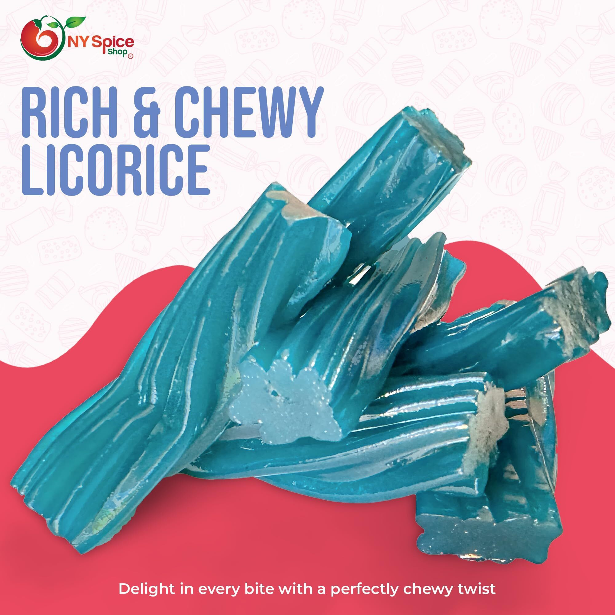 Ny Spice Shop Jumbo Licorice Twists Blue Raspberry Flavored - Jumbo 2 "" Inch Chewy Fruit Flavored Sweet Blue Licorice Rope Candy - Soft And Delicious Liquorice Twirls Candy For Candy Buffet - 1 Pound