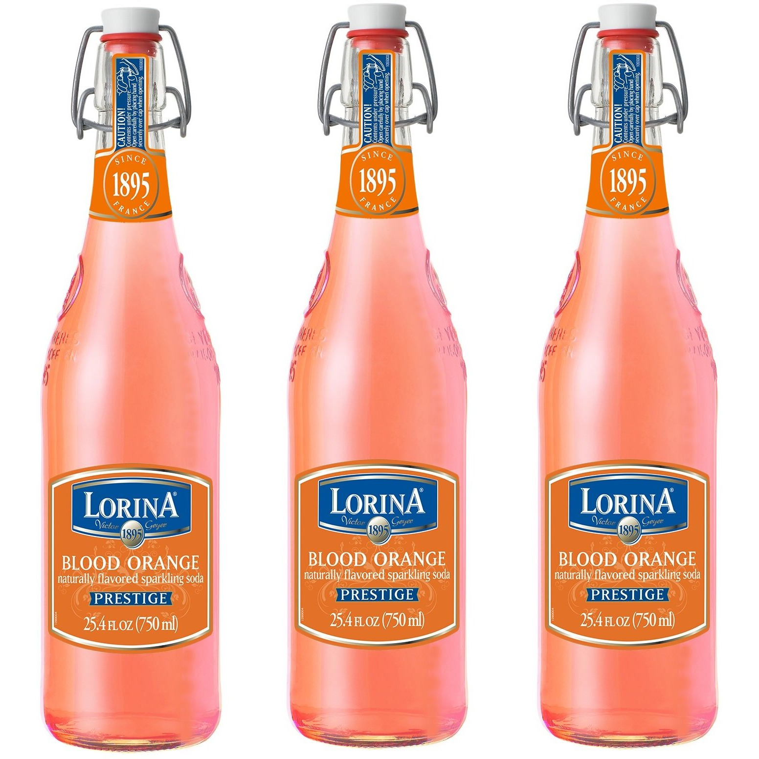 Lorina Sparkling Soda Water Blood Orange Flavor, Prestige Collection (25.4Oz, 3-Pack) Naturally Flavored Carbonated Soda Water, Artisan Crafted, Gluten-Free Beverage - No Artificial Colors Or Flavors