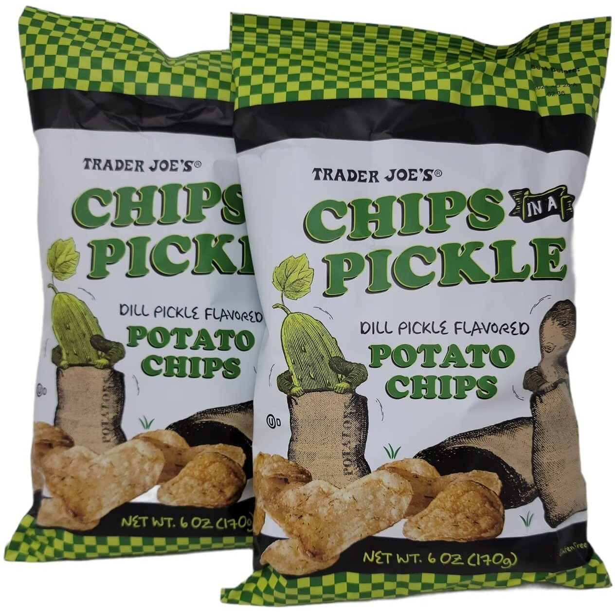 Trader Joe's Chips In A Pickle (Dill Picle Flavored Potato Chips-2 Packs), 6 Ounce (Pack Of 1)