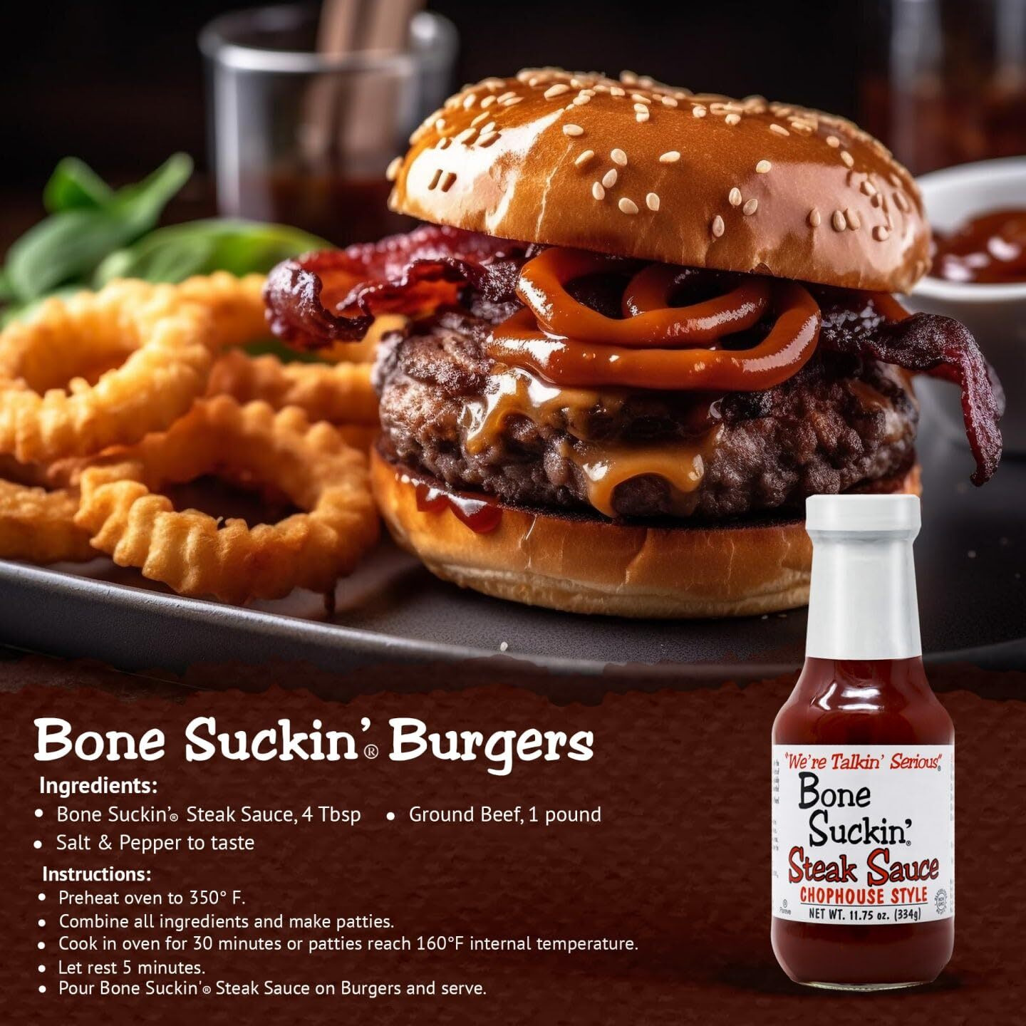 Bone Suckin' Steak Sauce, Chop House Style, Gluten Free With Natural Ingredients, Great On Steaks, Burgers, Chicken, And More (11.75 Ounces)