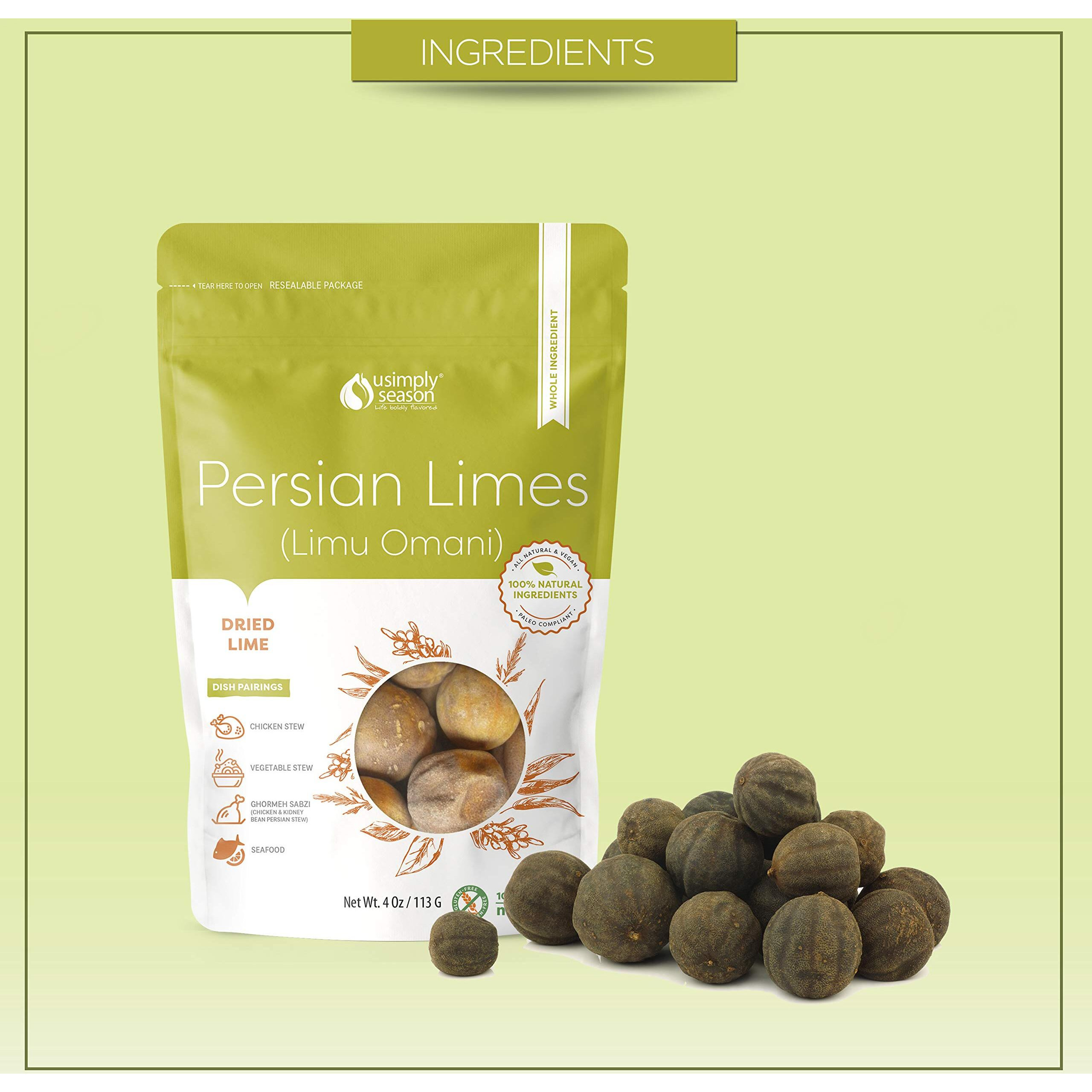 Usimplyseason Persian Limes/Limu Omani (Whole, 4 Ounce)