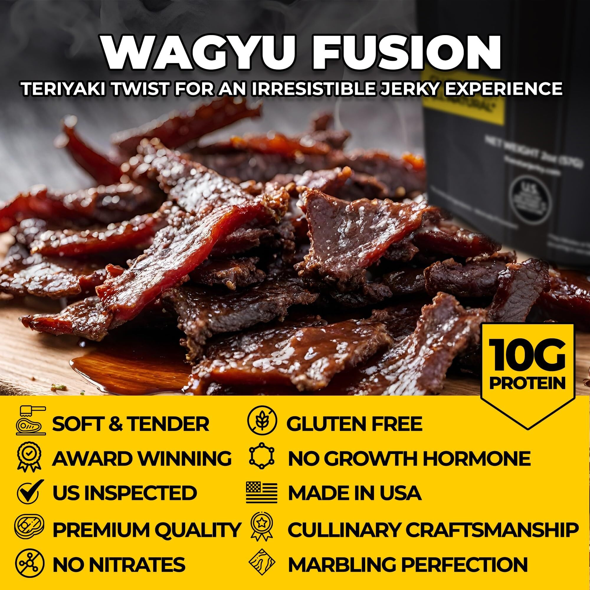 Five Star Wagyu Teriyaki Beef Jerky, Soft & Mouth Melting Tender Jerky, Award-Winning Premium Beef Jerky, No Artificial Ingredients, Premium Gift Snack, Nitrate/Nitrite-Free, Gluten-Free, Wagyu Beef Snacks (2 Pack Of 2 Oz - Total 4Oz)