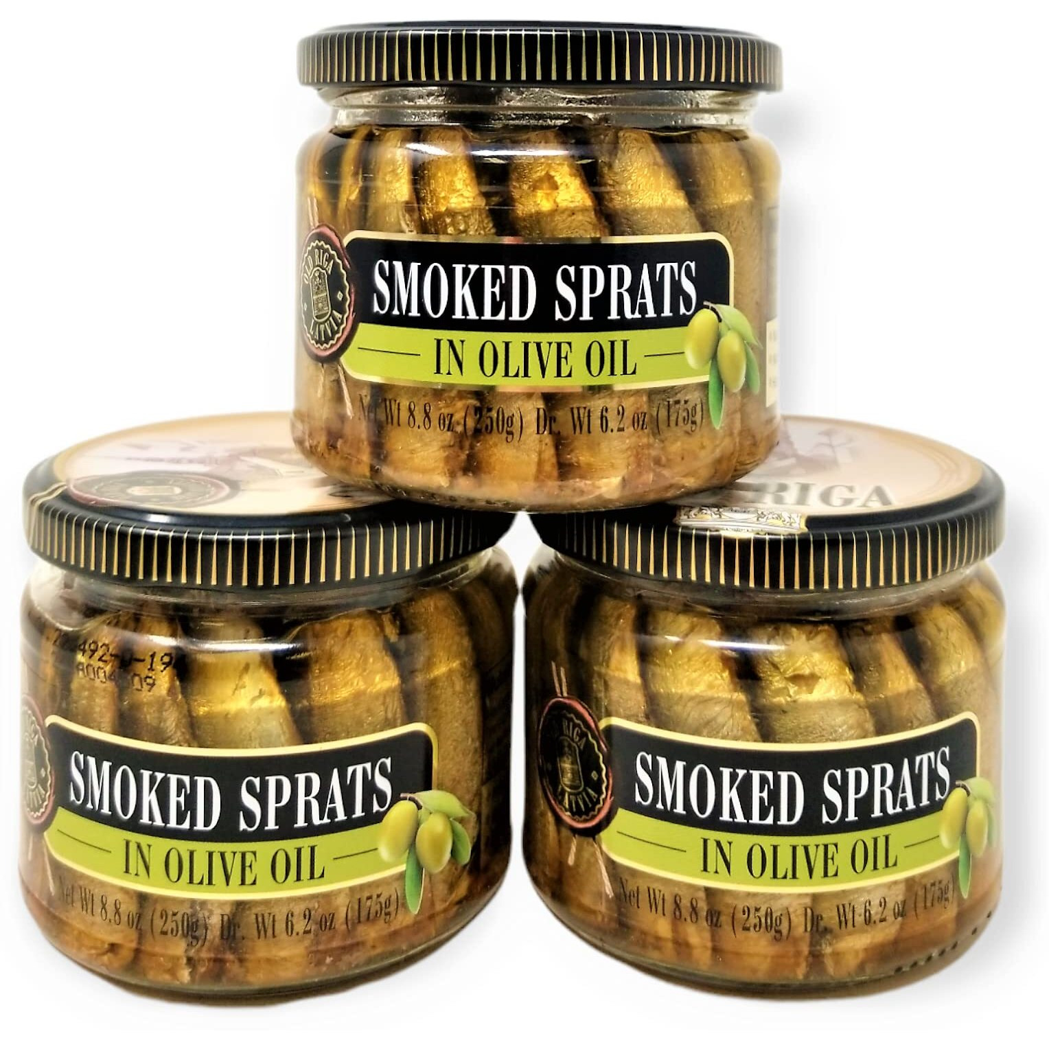 Old Riga Smoked Sprats In Olive Oil 250G/6.2 Oz | Kosher Product, Non Gmo, Bpa Free, Keto Friendly | Rich In Omega-3 Fatty Acid, Vitamins And Minerals| From Fresh Wild Caught Sardines Of Cold European Seas (Pack Of 3)