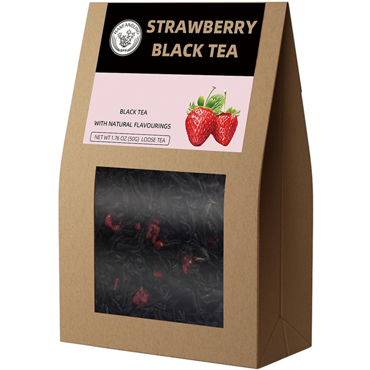 Hanfangling Strawberry Black Tea, 100% Natural Loose Leaf, Blend Of Strawberry Fruit Flavor And Black Tea Aroma,1.76Oz