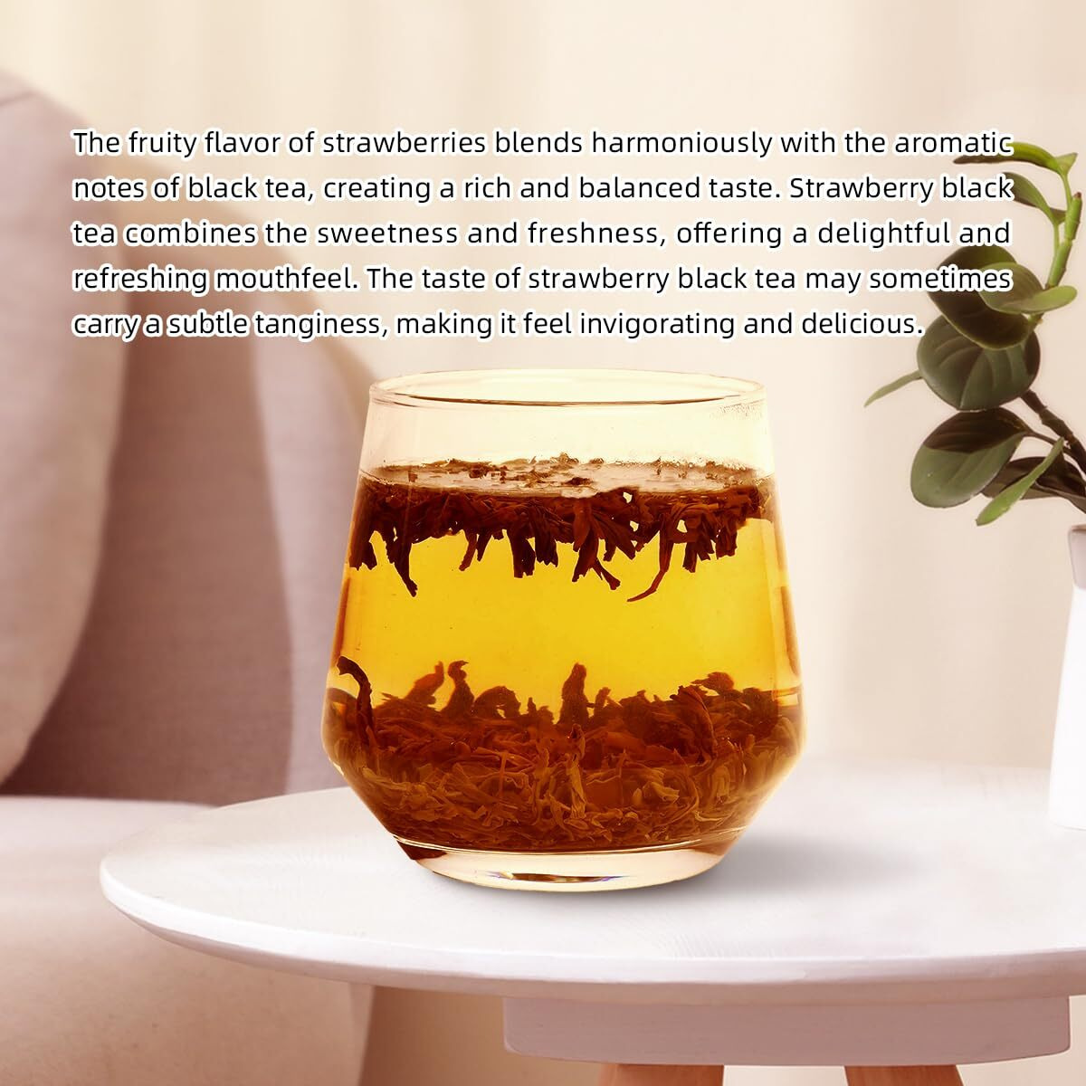 Hanfangling Strawberry Black Tea, 100% Natural Loose Leaf, Blend Of Strawberry Fruit Flavor And Black Tea Aroma,1.76Oz