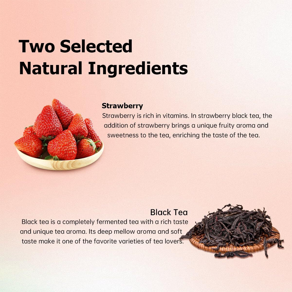 Hanfangling Strawberry Black Tea, 100% Natural Loose Leaf, Blend Of Strawberry Fruit Flavor And Black Tea Aroma,1.76Oz