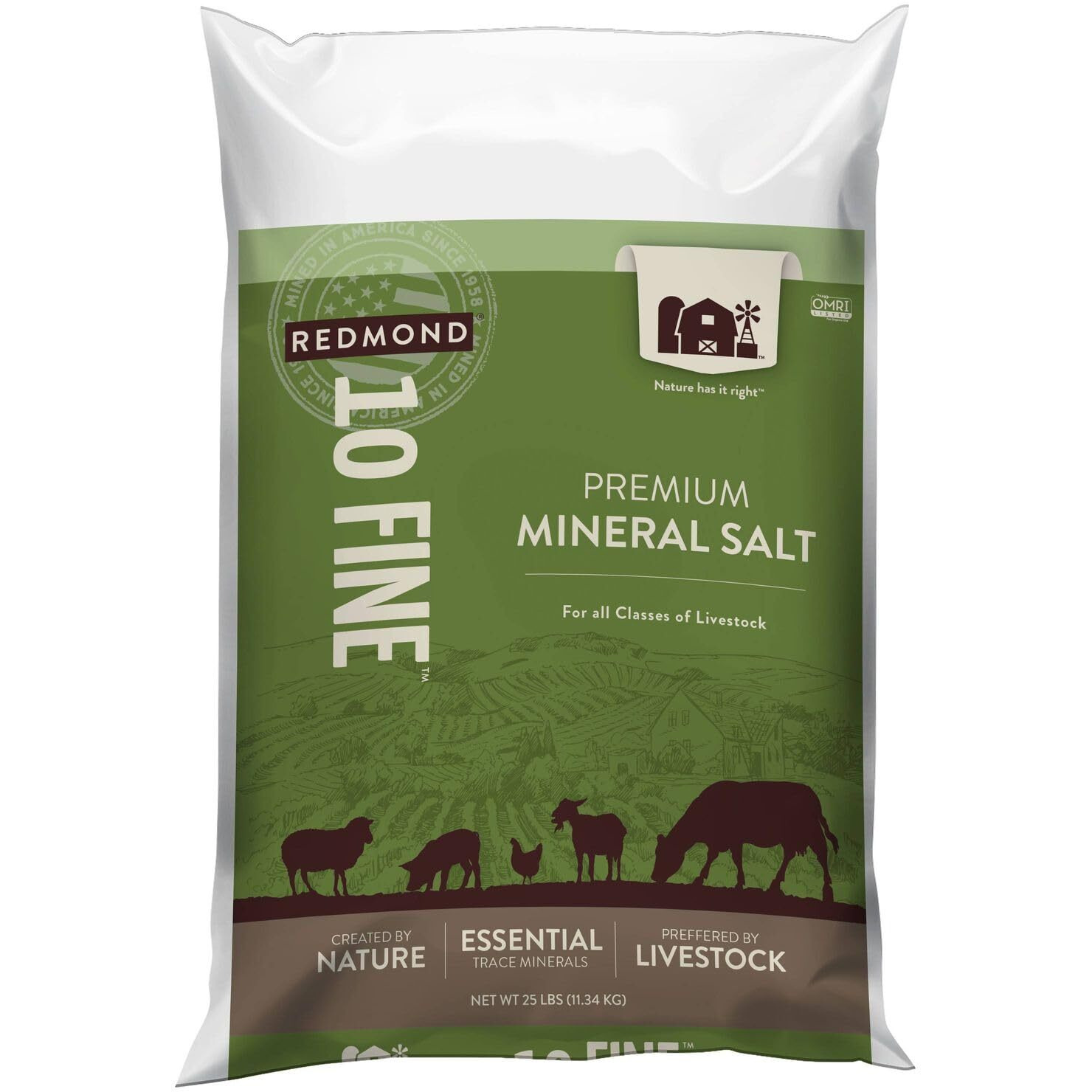 Redmond 10 Fine Natural Livestock Mineral Salt 25 Lb Bag