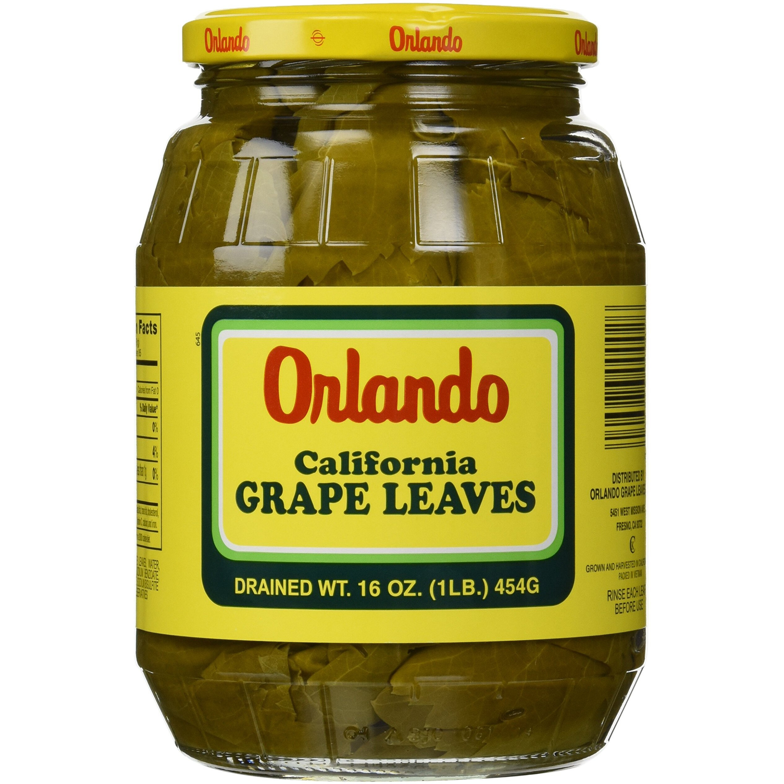 California Grape Leaves -Orlando 2Lb Jar, Dr.Wt. 16Oz