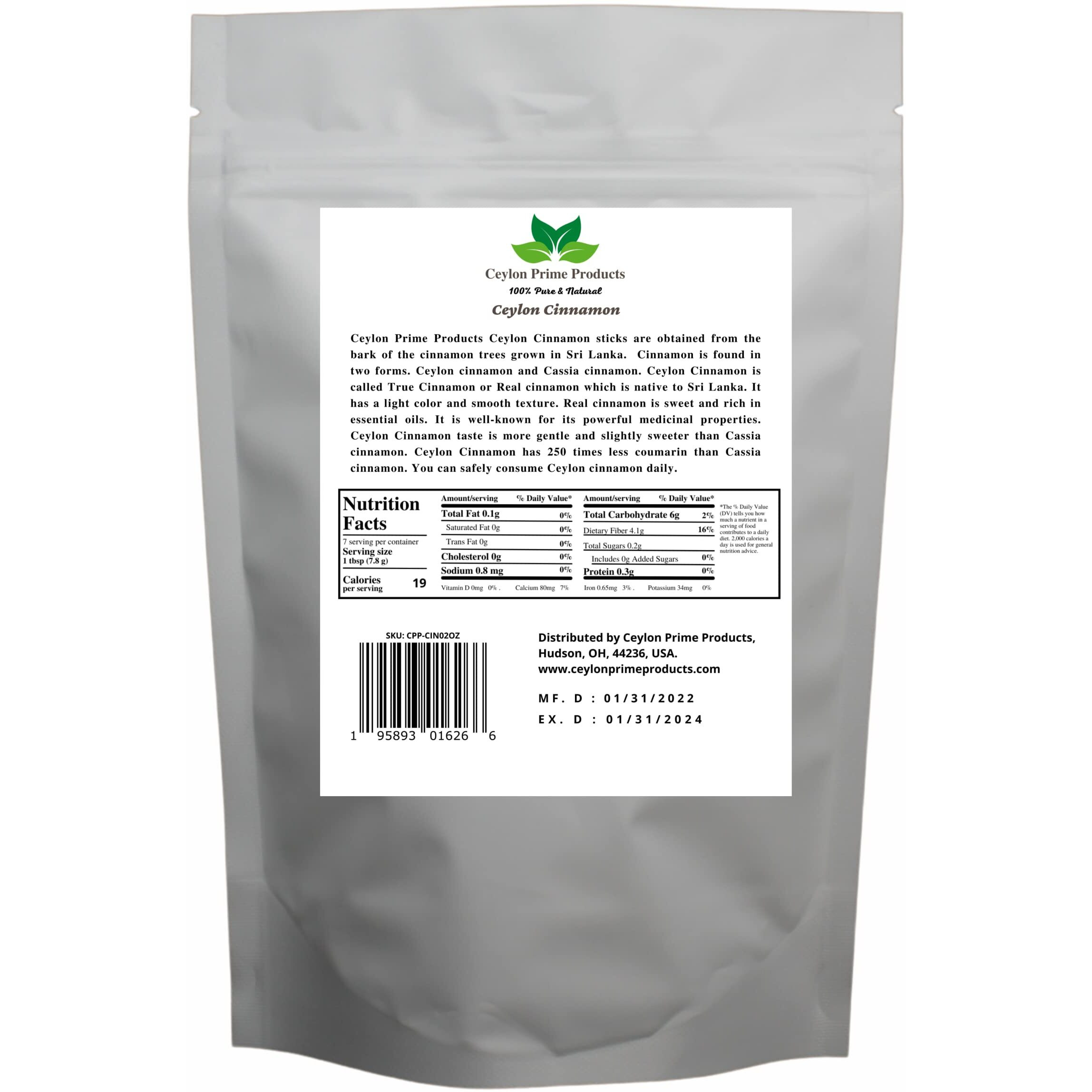 Ceylon Cinnamon Sticks 5"" (4Oz), Premium Grade True Cinnamon From Sri Lanka, 100% Pure And Natural In A Resealable Bag