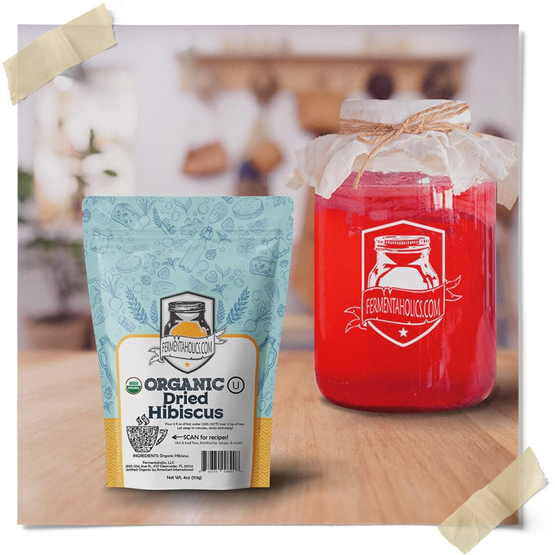 Fermentaholics Usda Certified Organic Dried Hibiscus Flowers - Perfect For Kombucha Brewing