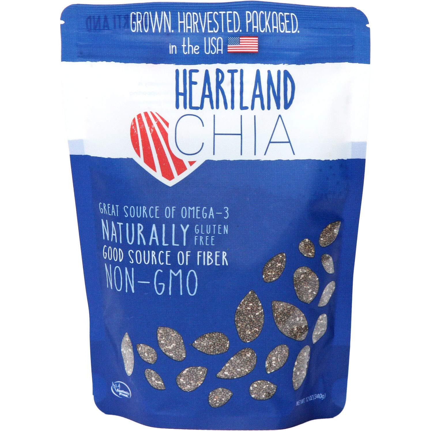 Heartland Chia, Usa Grown Whole Raw Black Chia Seeds, 12 Oz | Sustainable, Non-Gmo, Farm-Direct