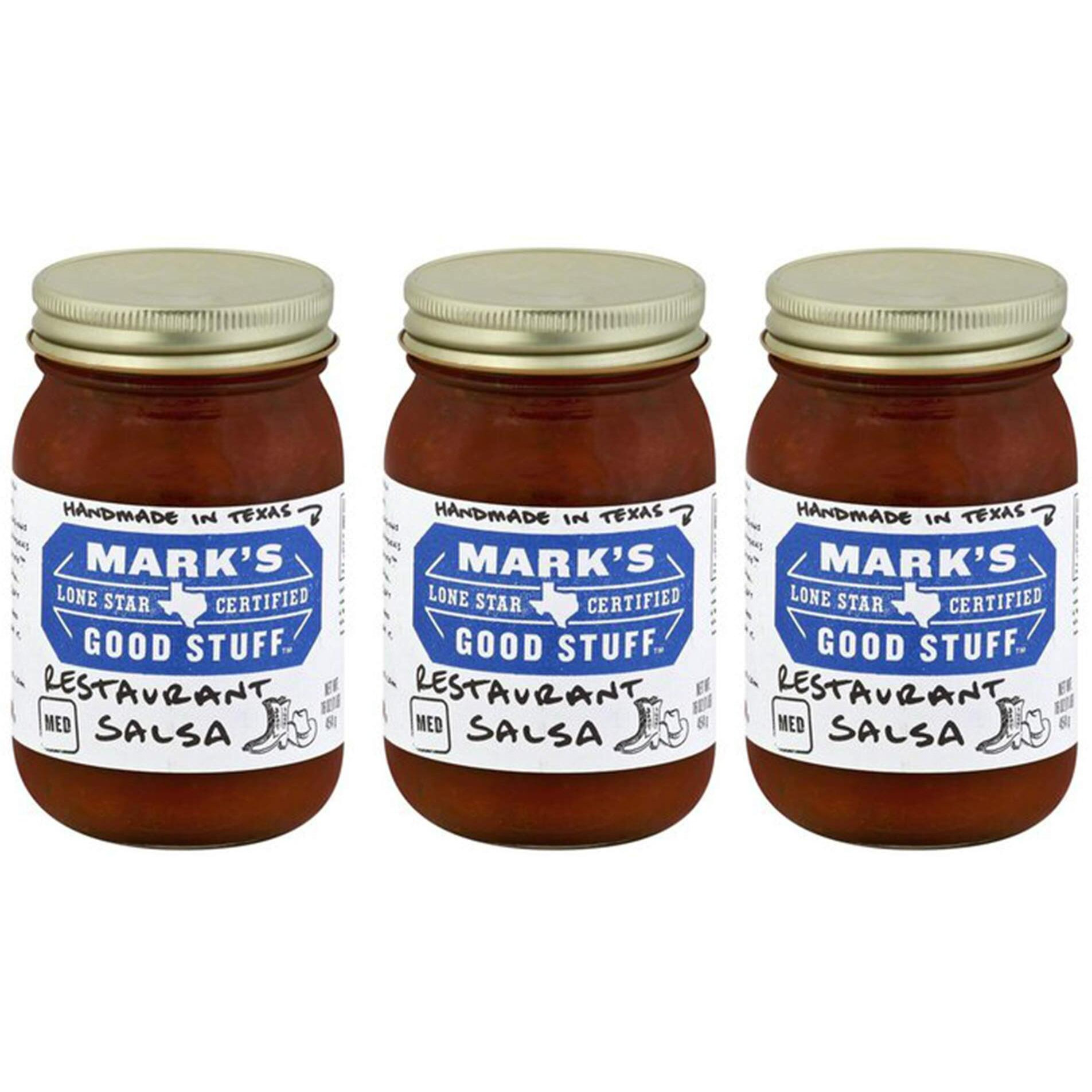 Mark's Lone Star Certified Good Stuff Salsa 16Oz Jar (Pack Of 3) (Choose Flavor Below) (Restaurant - Medium)