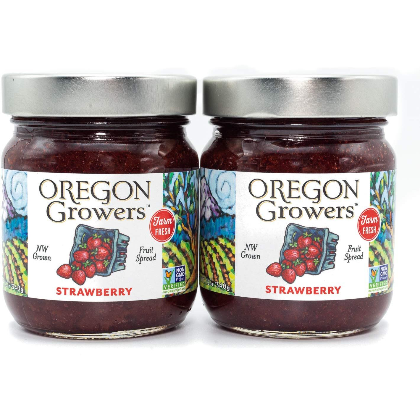 Oregon Growers Strawberry Fruit Spread - Organic Strawberry Jam, Organic Strawberries, Strawberry Jelly, Strawberry Spread, Fruit Jam, All Natural Ingredients - 12 Oz (Pack Of 2)