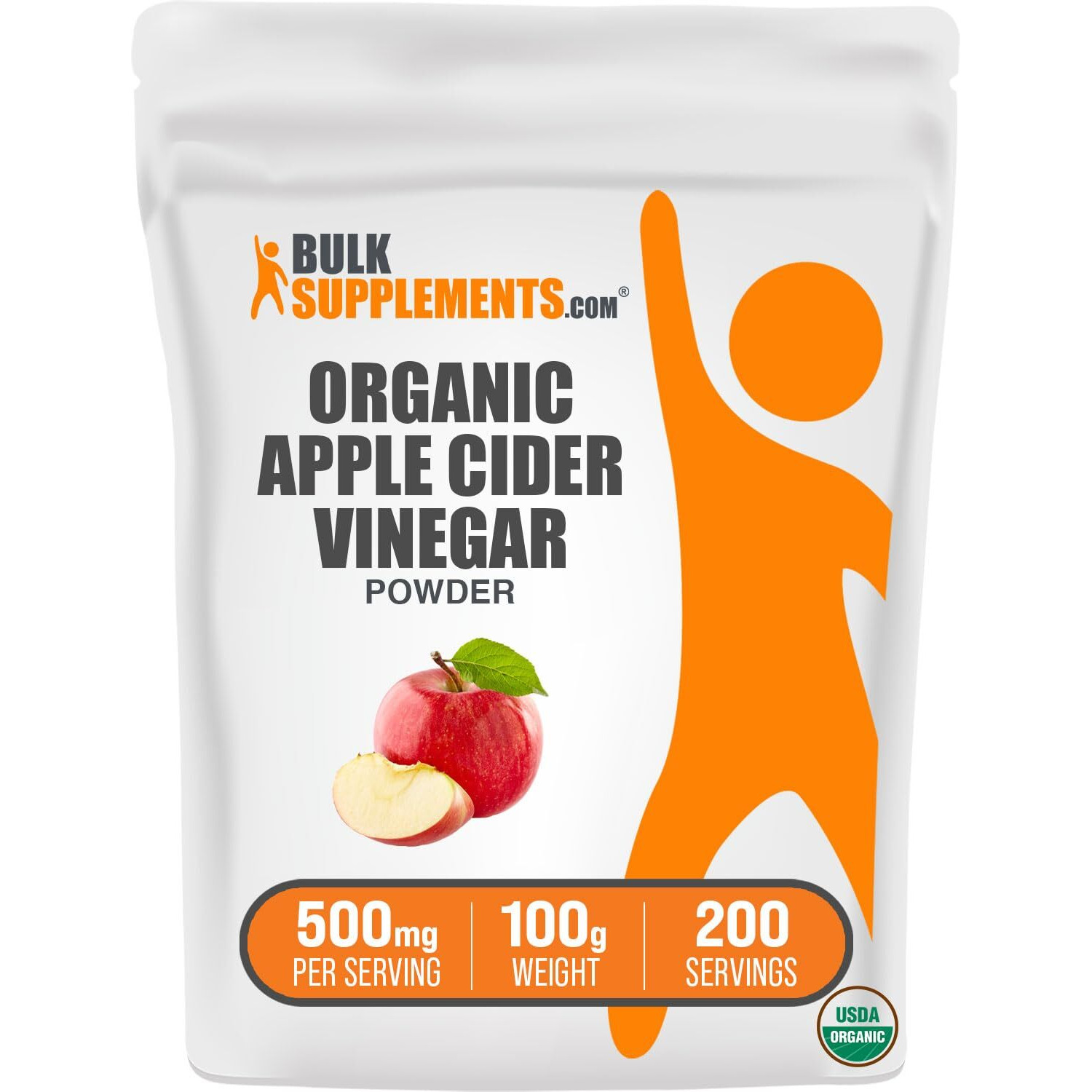 Bulksupplements.Com Organic Apple Cider Vinegar Powder - Apple Cider Vinegar Supplement, Acv For Digestive Support - Vegan & Gluten Free, 500Mg Per Serving, 100G (3.5 Oz) (Pack Of 1)