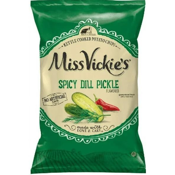 Kettle Cooked Potato Chips By Miss Vickie's Value Pack Bundled By Superdeals | 1.375 Oz Bag | Spicy Dill Pickle | Pack Of 8 With Mystery Bonus Gift