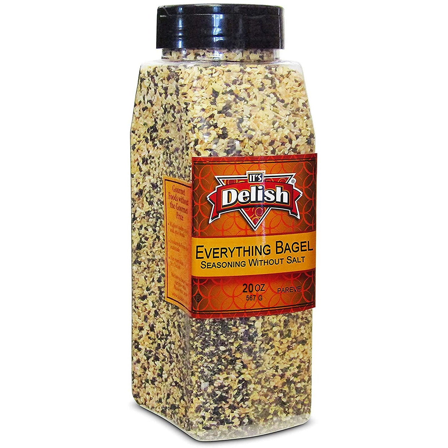 Everything Bagel Seasoning Blend With No Salt By It's Delish, 20 Oz Large Jar - Premium All Natural Bagel Spice Seasoning Mix Without Salt For Bagels, Buns, Bread, Salad Topping Seasonings For Food - Usa Made, Salt-Free, Keto, Vegan, Kosher