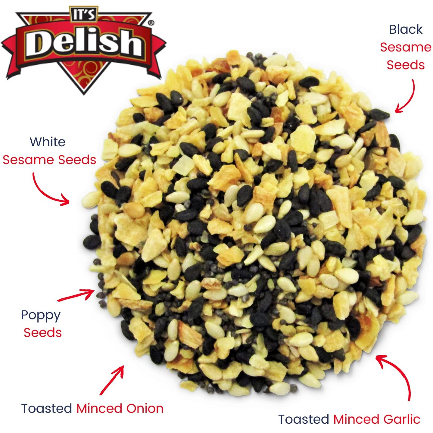 Everything Bagel Seasoning Blend With No Salt By It's Delish, 20 Oz Large Jar - Premium All Natural Bagel Spice Seasoning Mix Without Salt For Bagels, Buns, Bread, Salad Topping Seasonings For Food - Usa Made, Salt-Free, Keto, Vegan, Kosher