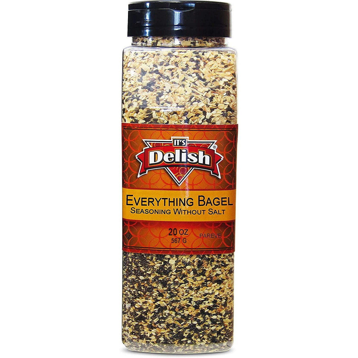 Everything Bagel Seasoning Blend With No Salt By It's Delish, 20 Oz Large Jar - Premium All Natural Bagel Spice Seasoning Mix Without Salt For Bagels, Buns, Bread, Salad Topping Seasonings For Food - Usa Made, Salt-Free, Keto, Vegan, Kosher
