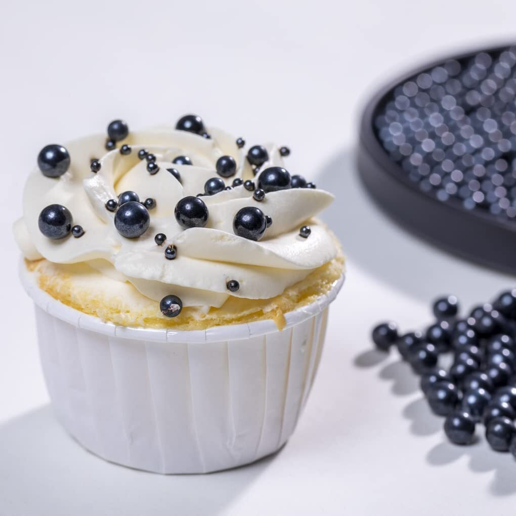 Black Sprinkles Edible Pearls,Cake Sprinkles130G 4.6Oz,Cookie Sprinkles,Sugar Pearl, Edible Candy Pearls For Cake Cupcake Decorationg (7Mm-Black)