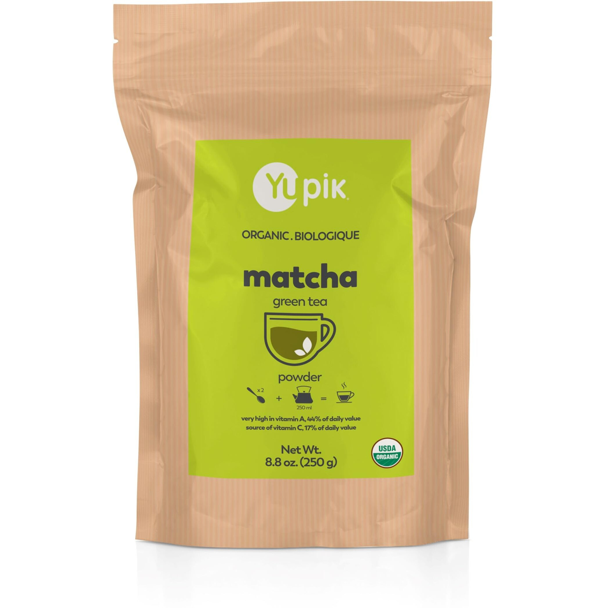 Yupik Organic Japanese Matcha Green Tea Powder, 8.8 Oz, Non-Gmo, Vegan, Gluten-Free