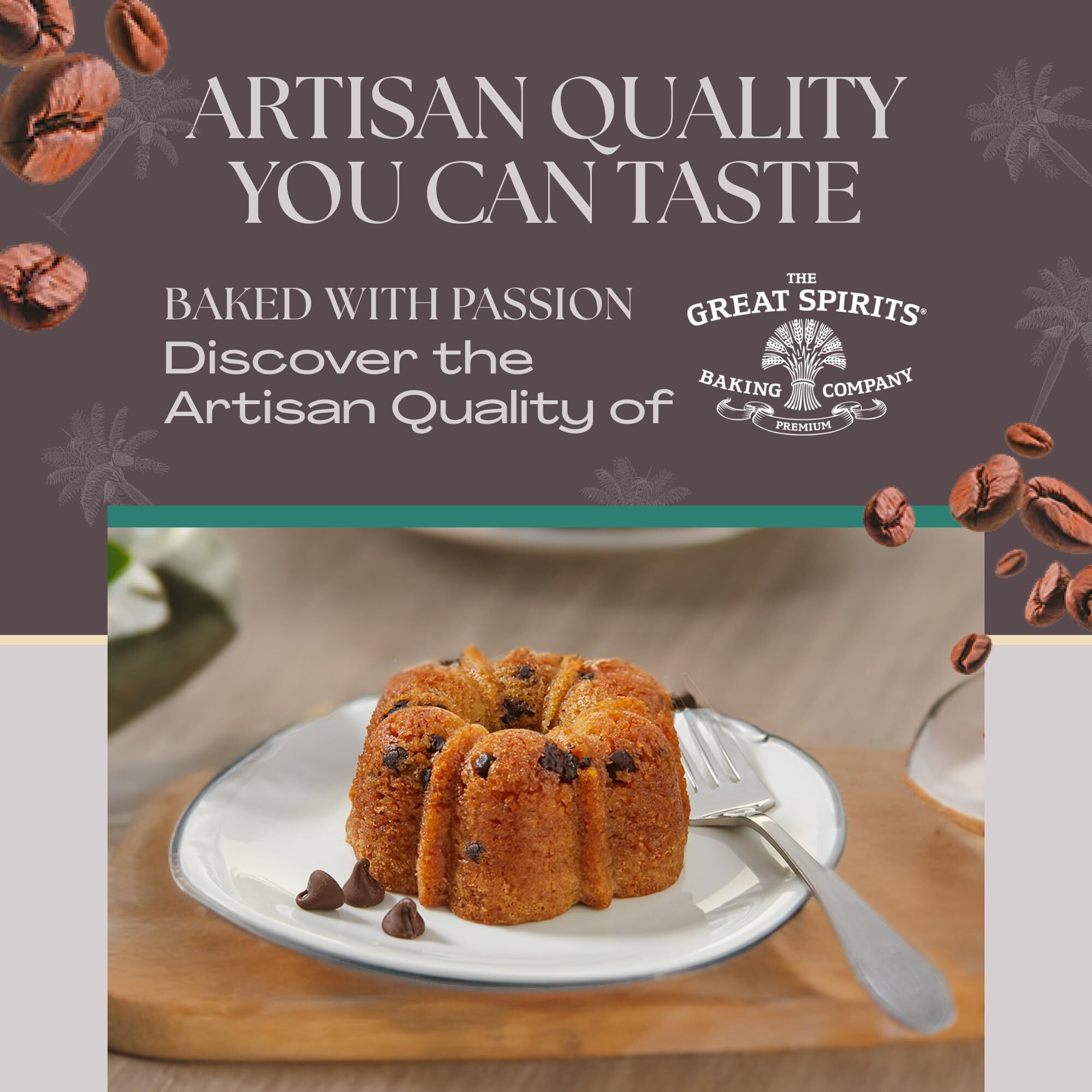 The Great Spirits Baking Company's Rum Runner Cappuccino Chip Rum Cake, Mini Bundt Cake (4 Oz), Perfect Blend Of Coffee, Chocolate, And Tropical Rum