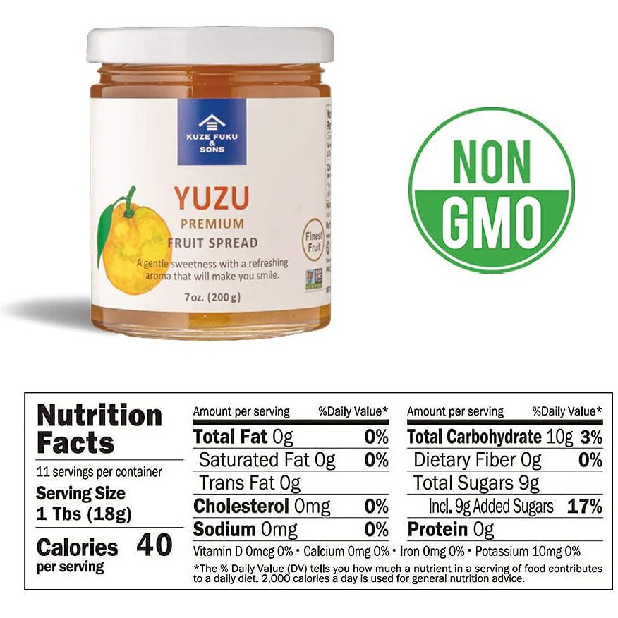 [Kuze Fuku & Sons] Yuzu Fruit Spread, Premium Japanese Citrus Marmalade, Natural Fruit Jam, No Artificial Additives (7 Oz /207.15 G)