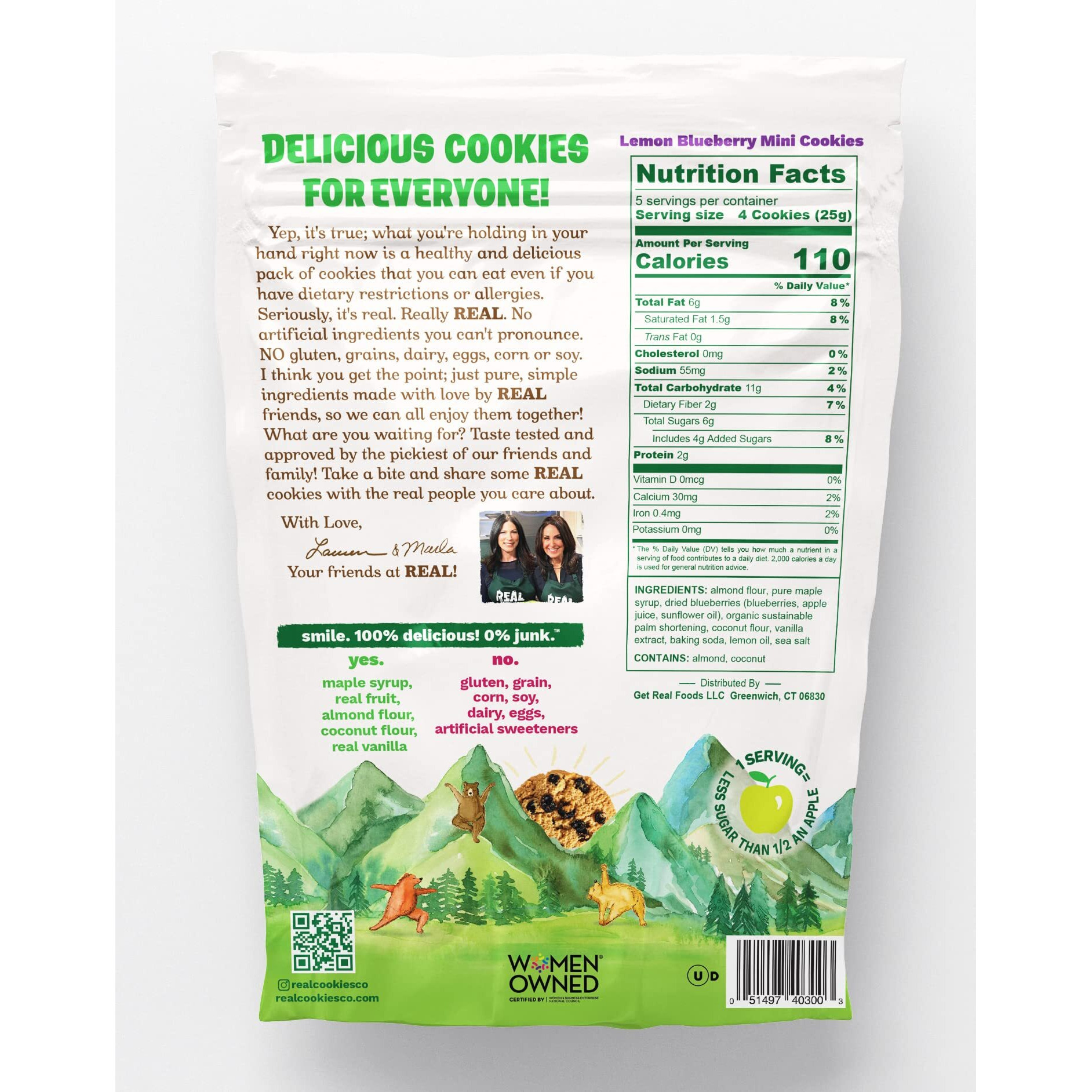 Real Lemon Blueberry Mini Cookie Poppers - Bite-Sized Gluten Free Semi Soft Baked Cookies - Dairy Free, Vegan, Kosher, Paleo - Delicious Mini Lemon Blueberry Cookies (4.5 Oz)