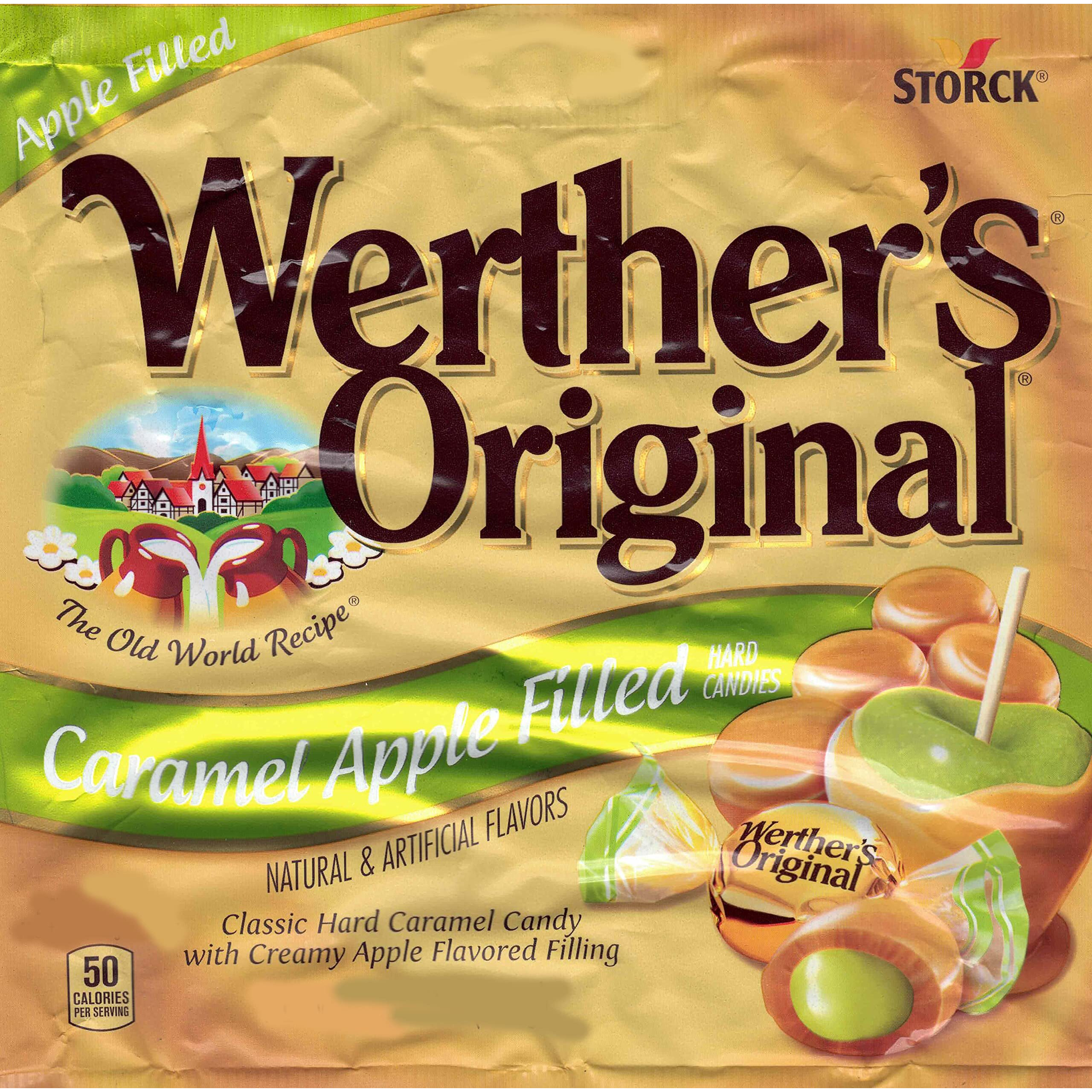 Bulk Werthers Original Hard Candy | Bulk Candy Individually Wrapped | Werthers Caramel Candy | 1 Lb Individual Flavor Bag | Includes Aromatik Mint Card (Caramel Apple)