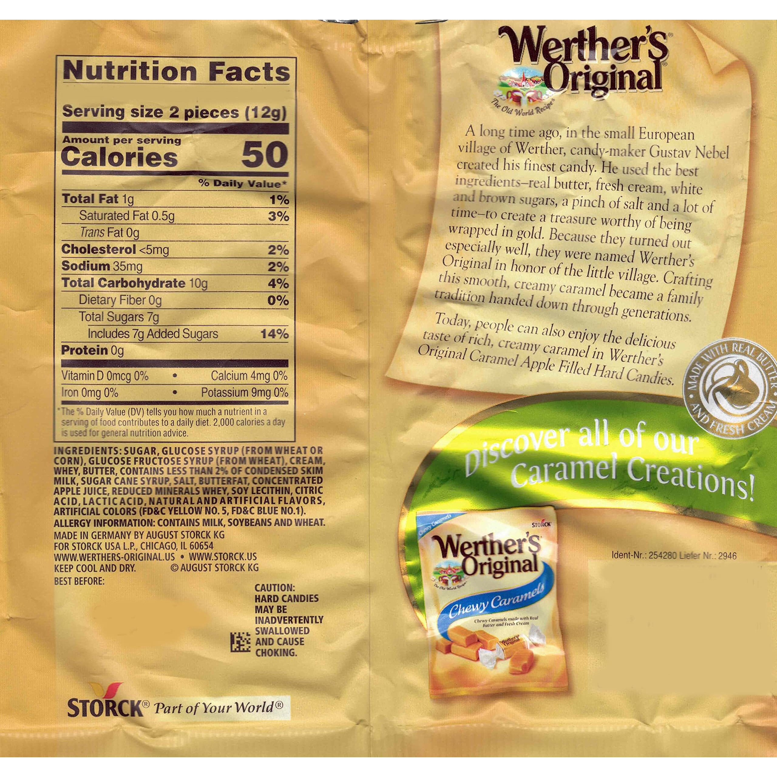 Bulk Werthers Original Hard Candy | Bulk Candy Individually Wrapped | Werthers Caramel Candy | 1 Lb Individual Flavor Bag | Includes Aromatik Mint Card (Caramel Apple)