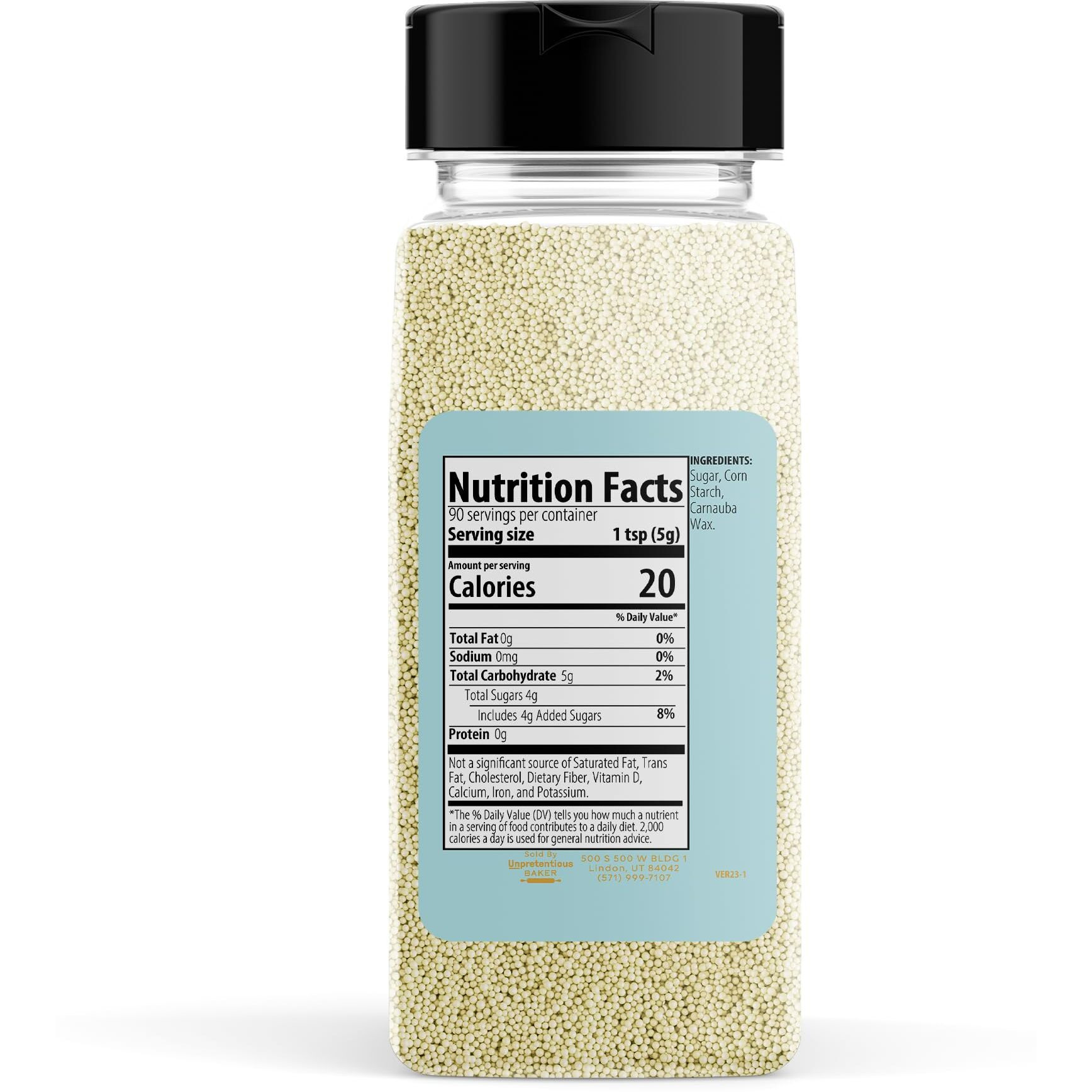 Unpretentious Ivory Nonpareils,1Lb, Dessert Topping, Round Sprinkles