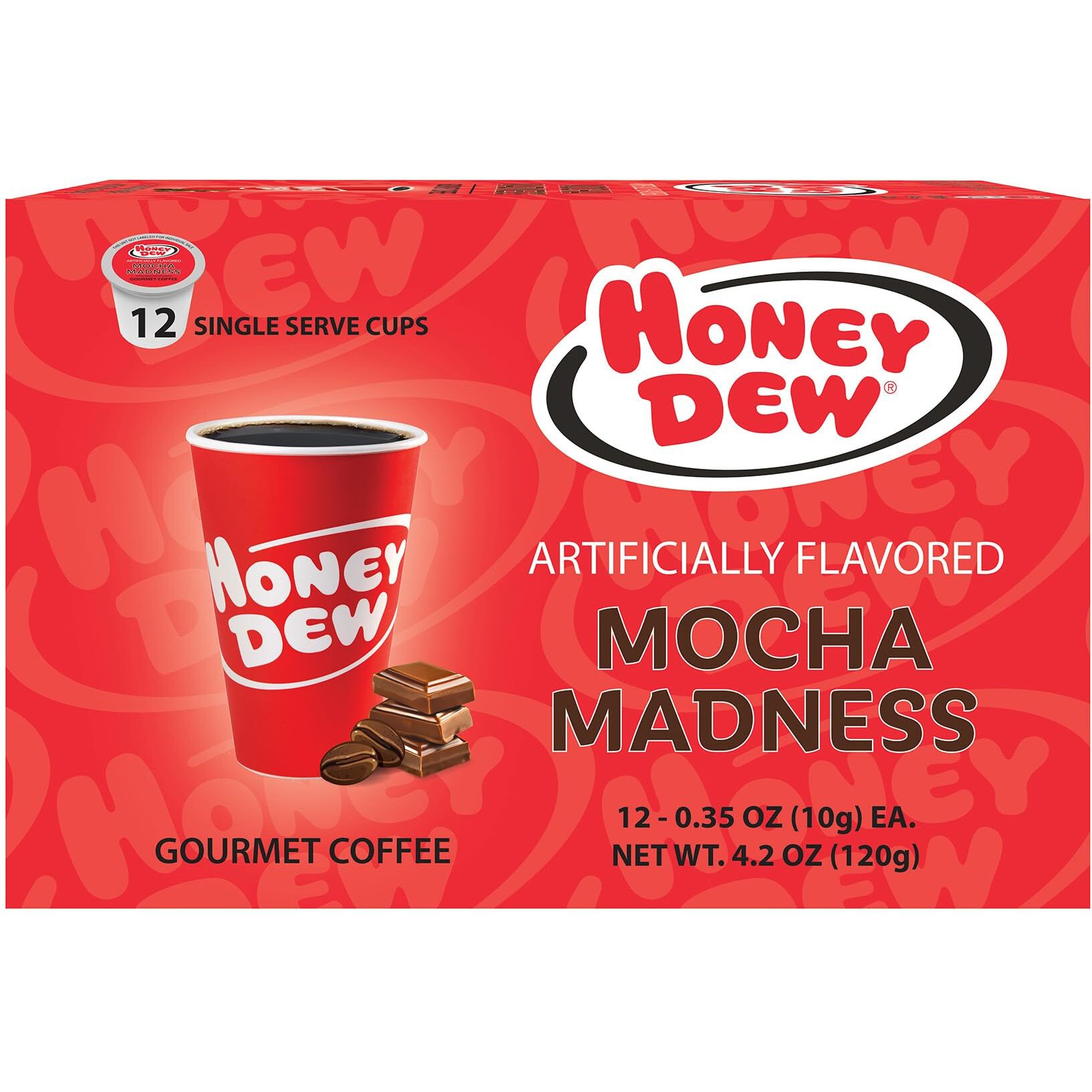 Honey Dew Donuts - Mocha Madness Flavored Coffee - Single Serve Coffee Pods, Compatible With Keurig Brewers - 12 Pods