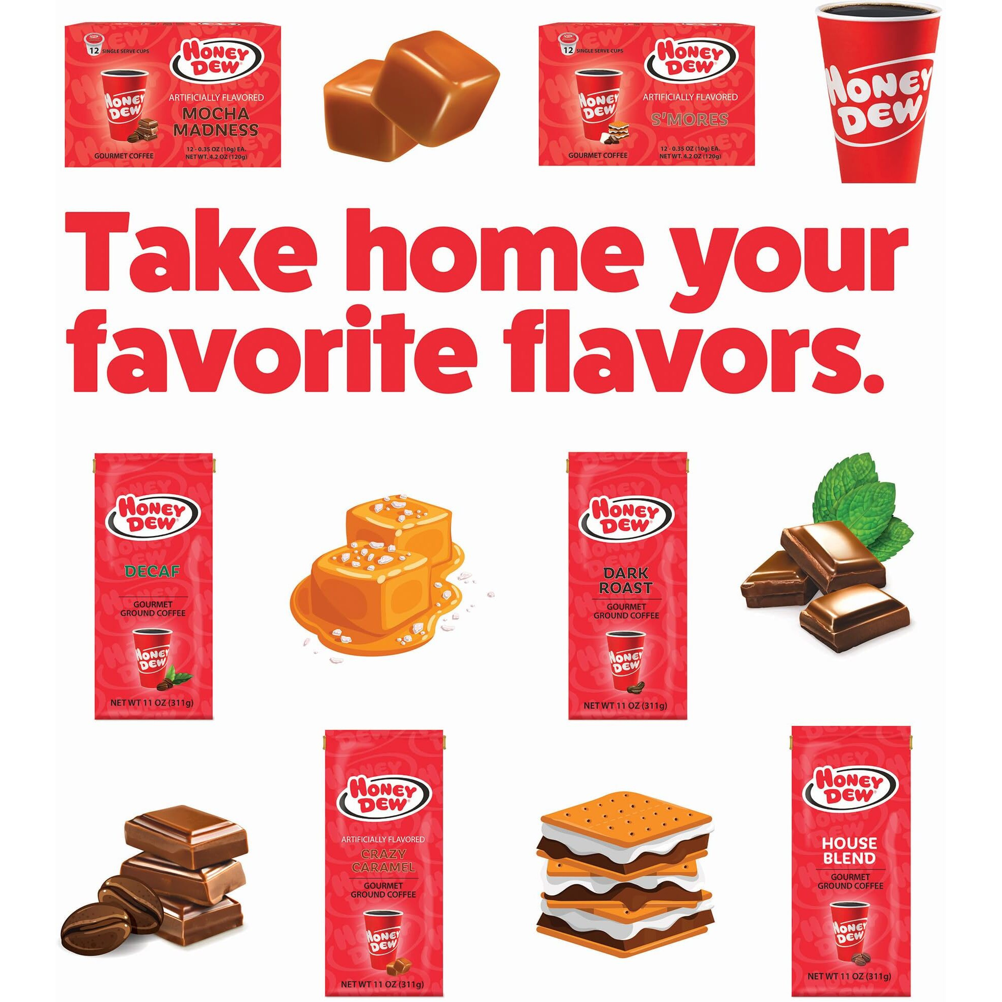 Honey Dew Donuts - Mocha Madness Flavored Coffee - Single Serve Coffee Pods, Compatible With Keurig Brewers - 12 Pods