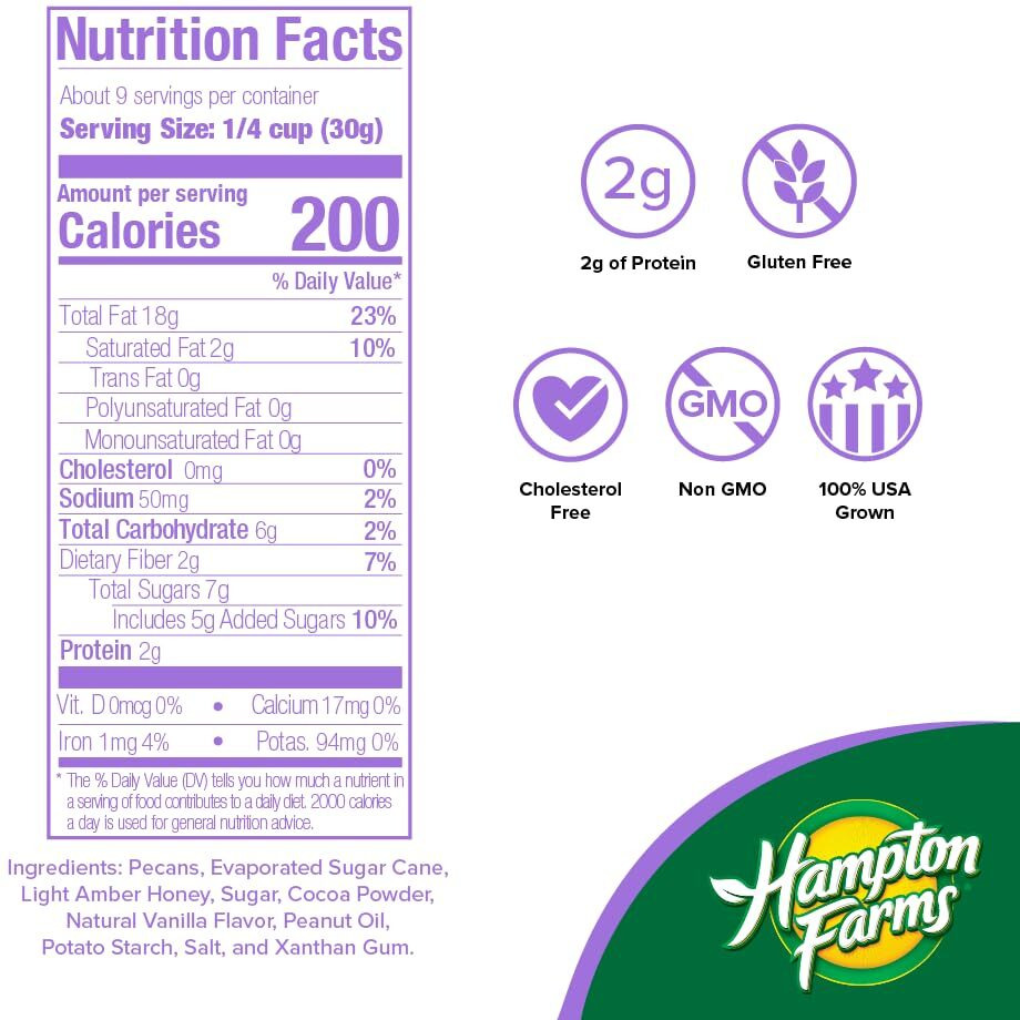 Hampton Farms - Usa Grown Gourmet Nuts - Honey Roasted Pecans - 10 Oz. Canisters - 2 Pack