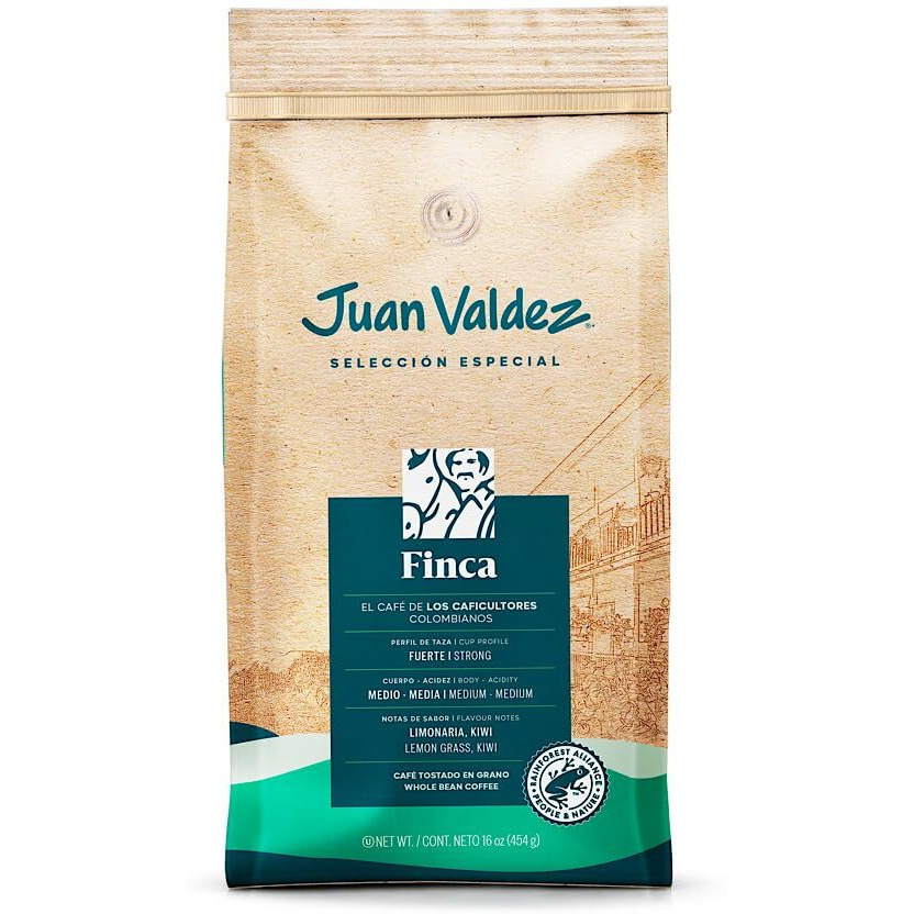 Juan Valdez Finca Whole Bean Coffee, Dark Roast 16 Oz - Premium Colombian Coffee Rainforest