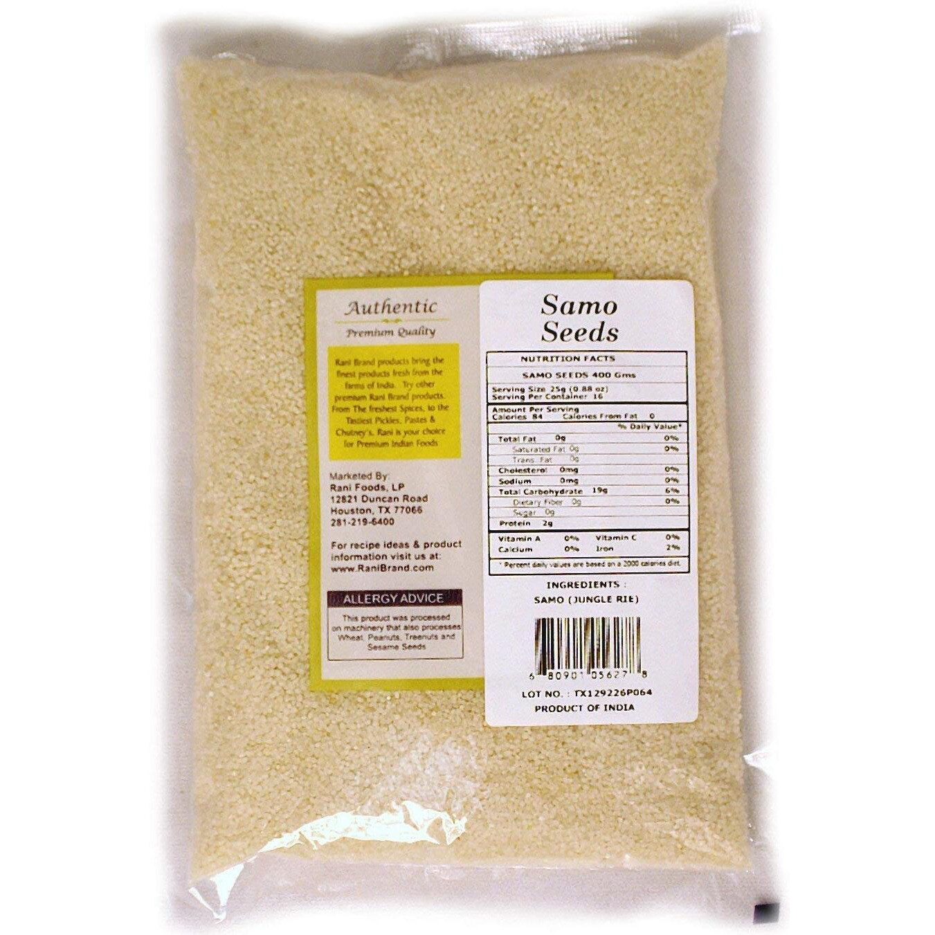 Rani Samo Seeds Whole (Japanese Barnyard Millet/Jungle Rice/Moriyo/Samak Rice) Echinochloa Frumentacea 14Oz (400G) ~ All Natural | Vegan | Gluten Friendly | Non-Gmo | Indian Origin