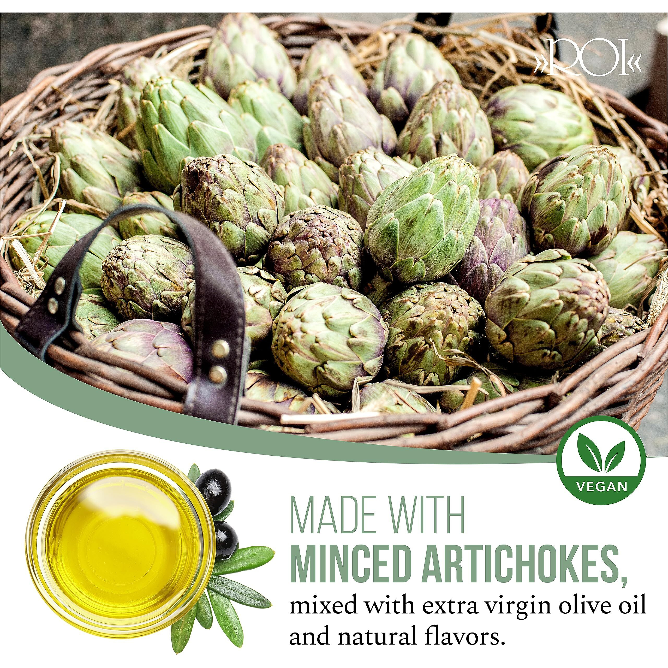 Roi Italian Artichoke Dip - Gourmet, Healthy, Vegan, Natural Artichoke Pesto For Bruschetta, Spinach Artichoke Dip, Sandwich Spread 6.3Oz (180G) - Pack Of 1