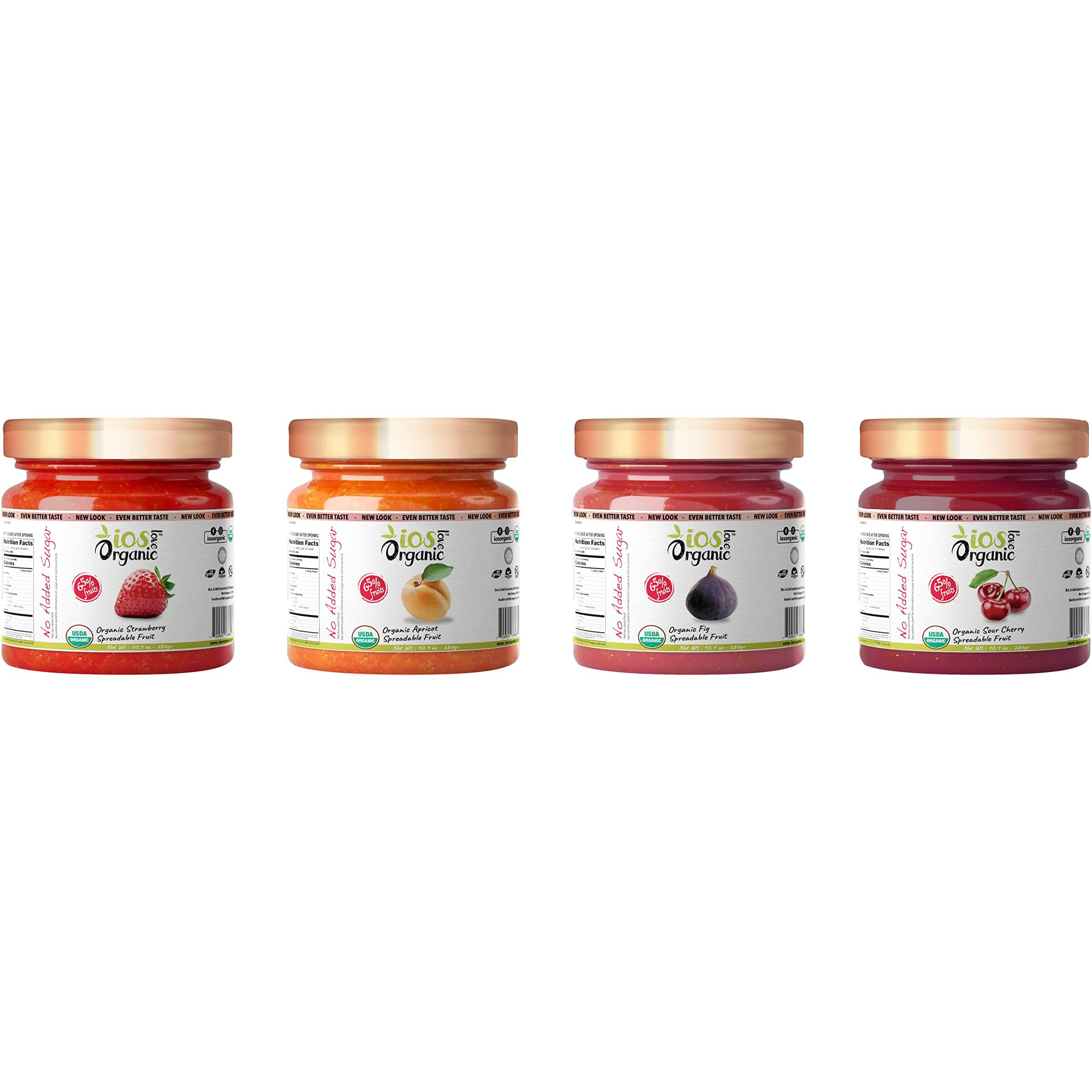 Ios Love Organic Spreadable Fruit - Usda Organic Certified 65% Fruits - Non-Gmo, Vegan, Gluten Free, Kosher, No Added Sugar, Net. Wt. 10.1Oz (Sour Cherry, 10.1 Oz (Pack Of 1))