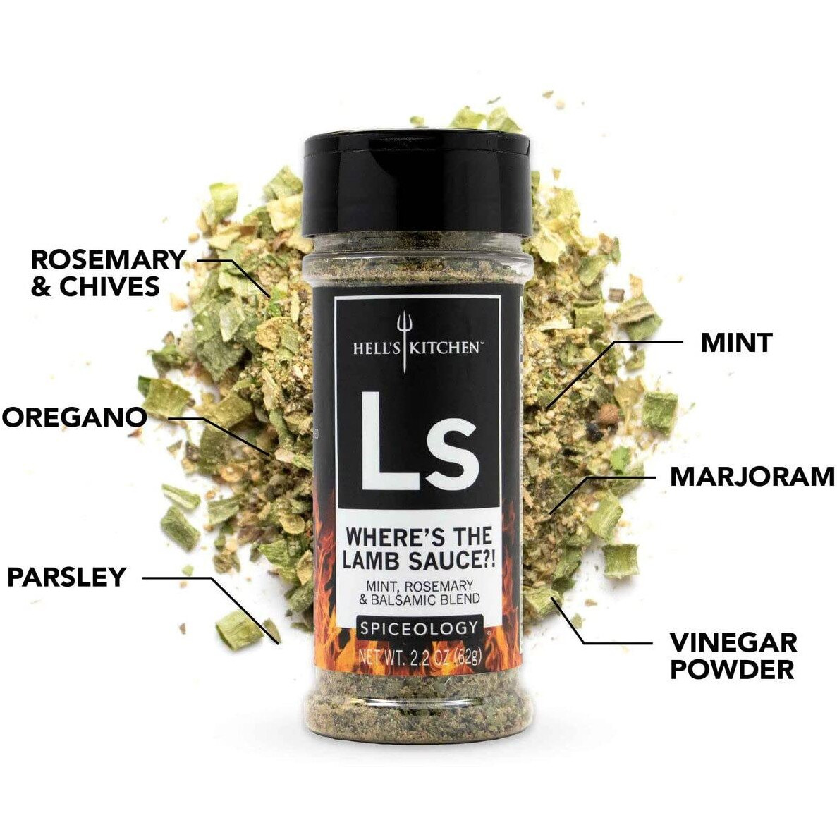 Spiceology & Hell's Kitchen - Where's The Lamb Sauce - Mint, Rosemary And Balsamic Spice Blend - All-Purpose Seasoning - 2.3 Oz