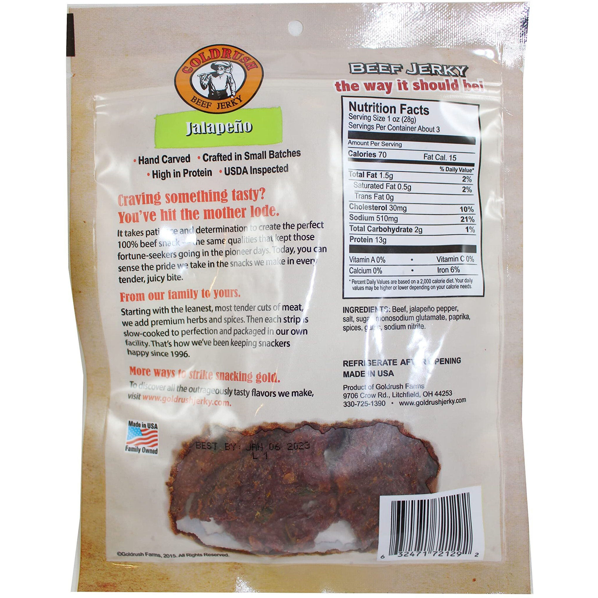Gold Rush Premium Jerky 2.85 Oz. (Jalapeno)