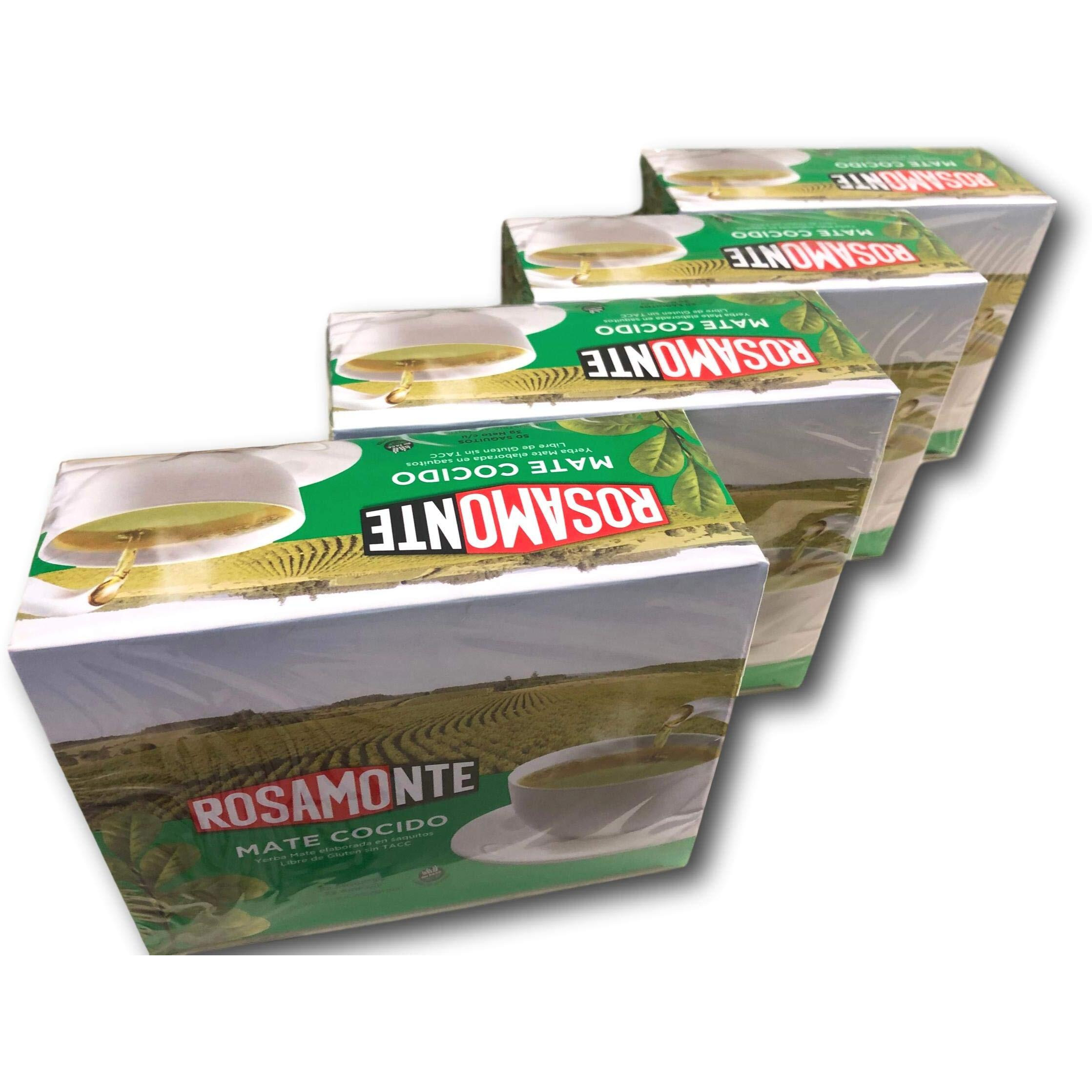 4 Pack"&quotRosamonte Yerba Mate Tea -Mate Cocido- 50 Tea Bags (Sin Ensobrar/No Individual Envelopes) - 4 Pack